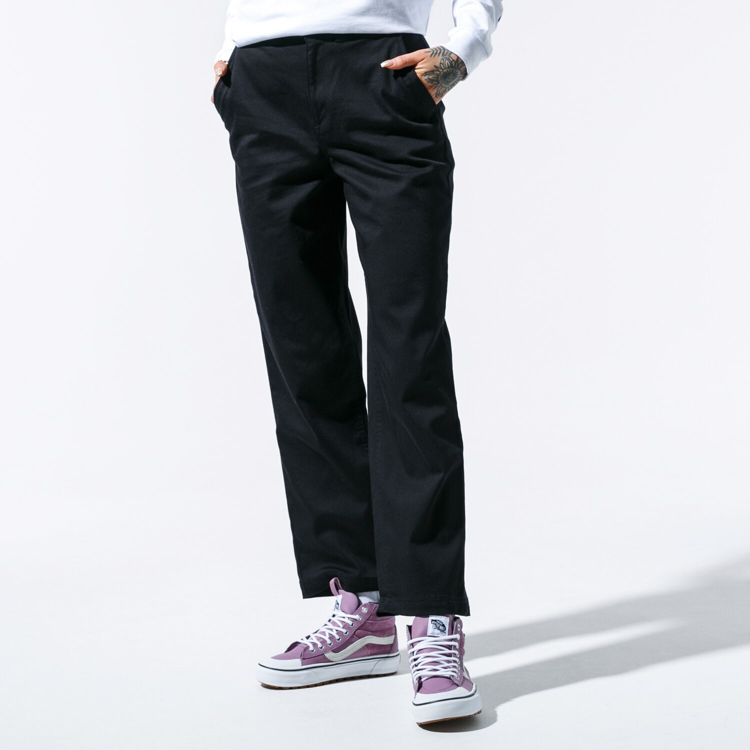 dámské kalhoty VANS KALHOTY  WM AUTHENTIC CHINO WMN BLACK VN0A47SEBLK1 ČERNÁ