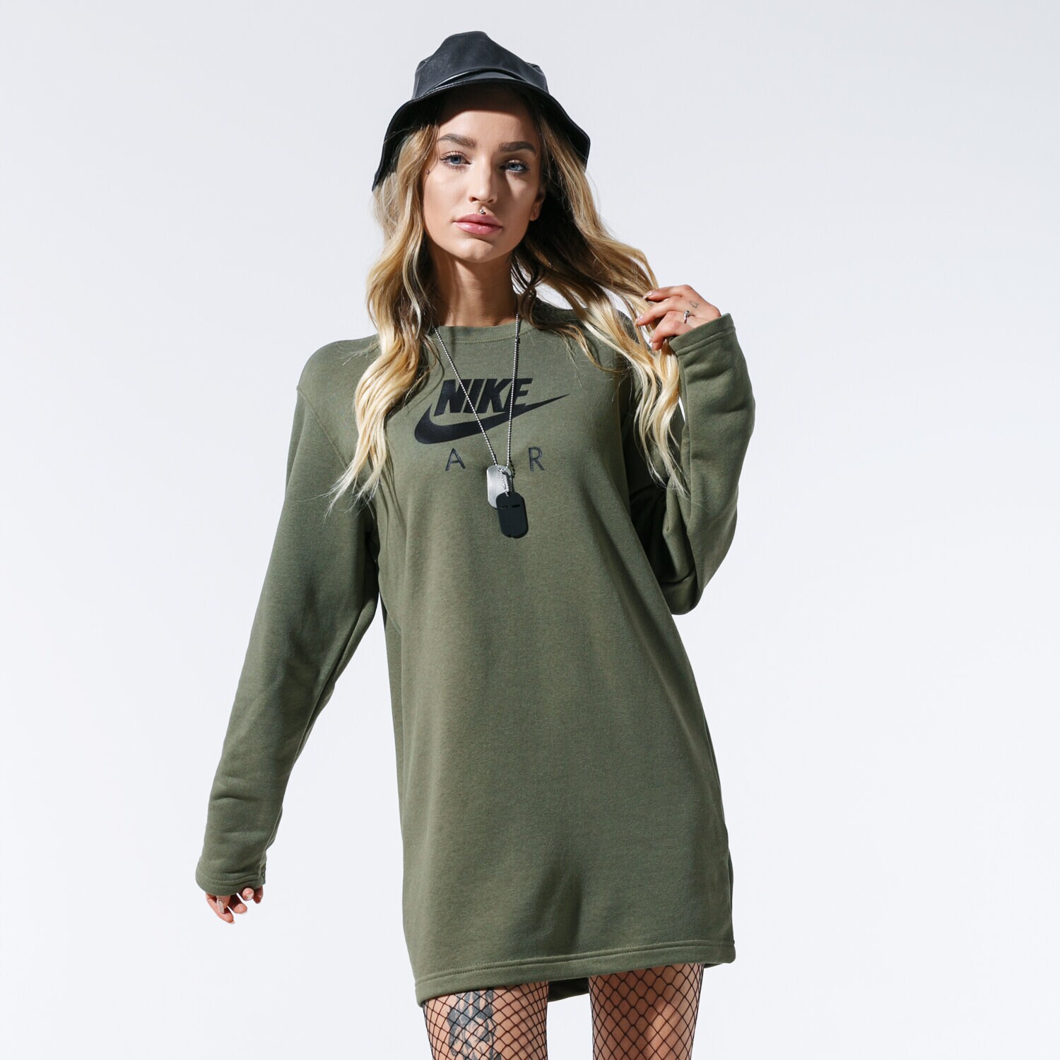 dámská mikina NIKE MIKINA W NSW AIR CREW DRESS BB FLC BV5134-222 KHAKI
