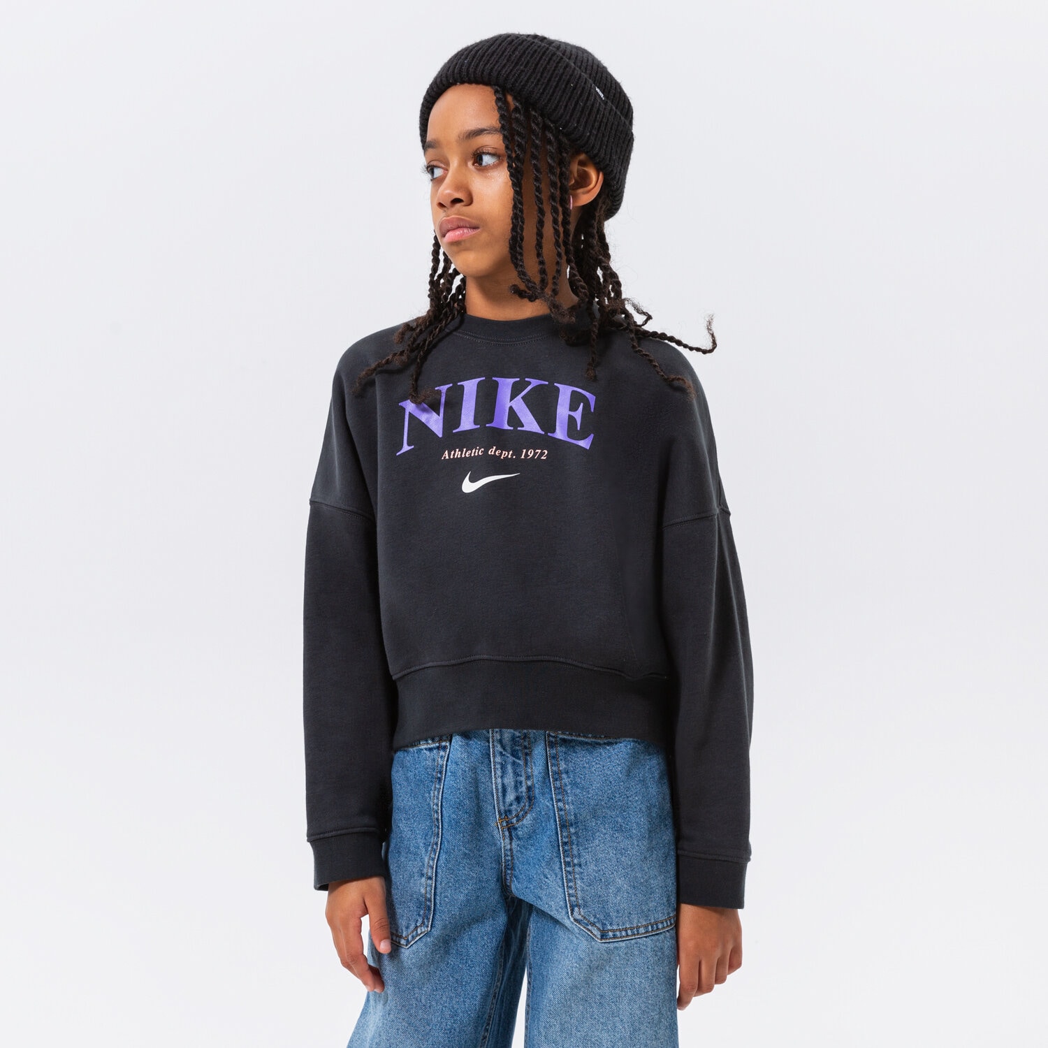 dětská mikina NIKE MIKINA G NSW TREND FLC CREW GIRL DV2563-045 ČERNÁ