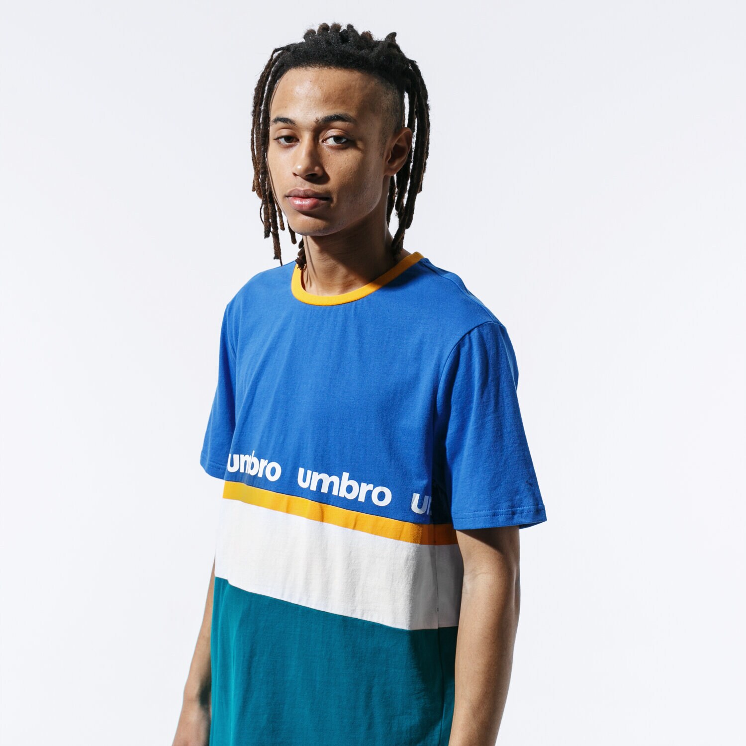 pánské tričko UMBRO TRIČKO RETRO BLU/GRN TEE UL39TSM80001 MODRÁ