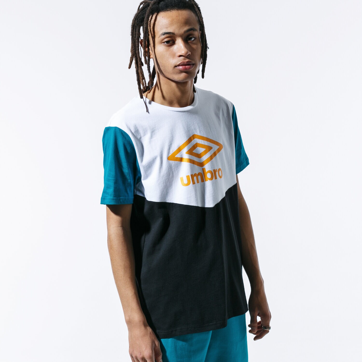 pánské tričko UMBRO TRIČKO RETRO COLORBLOCK TEE BLK UL39TSM83002 ČERNÁ