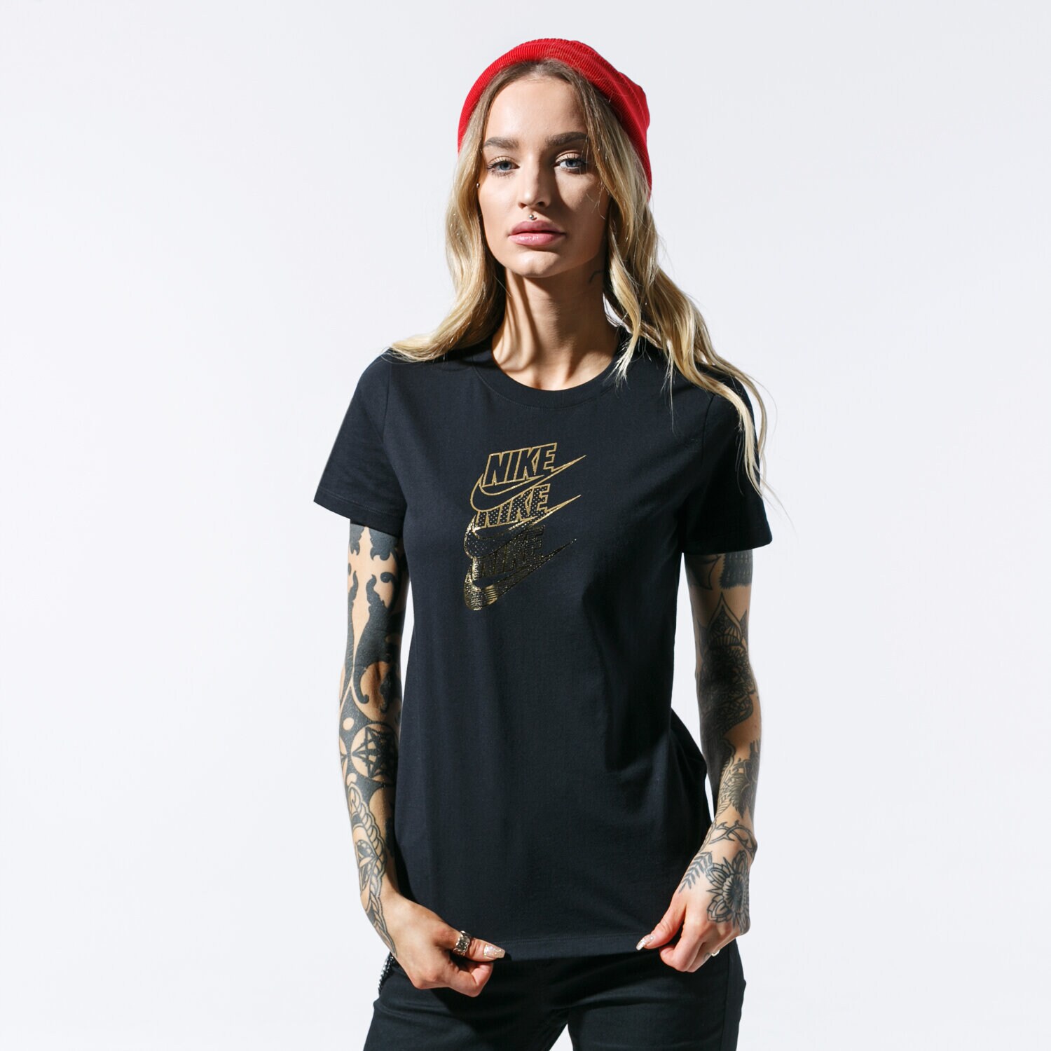 dámské tričko NIKE TRIČKO W NSW TEE STMT SHINE CD7427-010 ČERNÁ