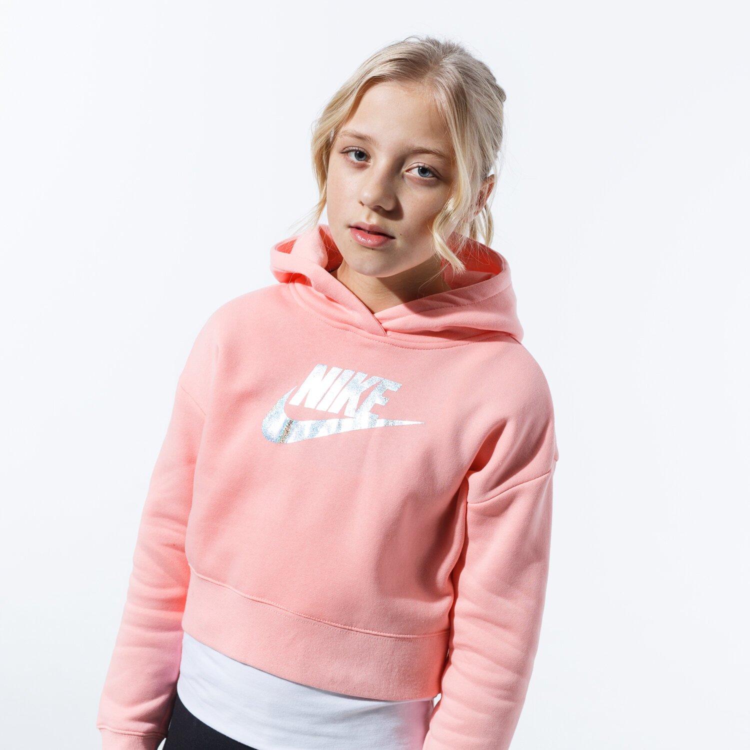 dětská mikina NIKE MIKINA G NSW FF CROP CQ4225-697 RŮŽOVÁ