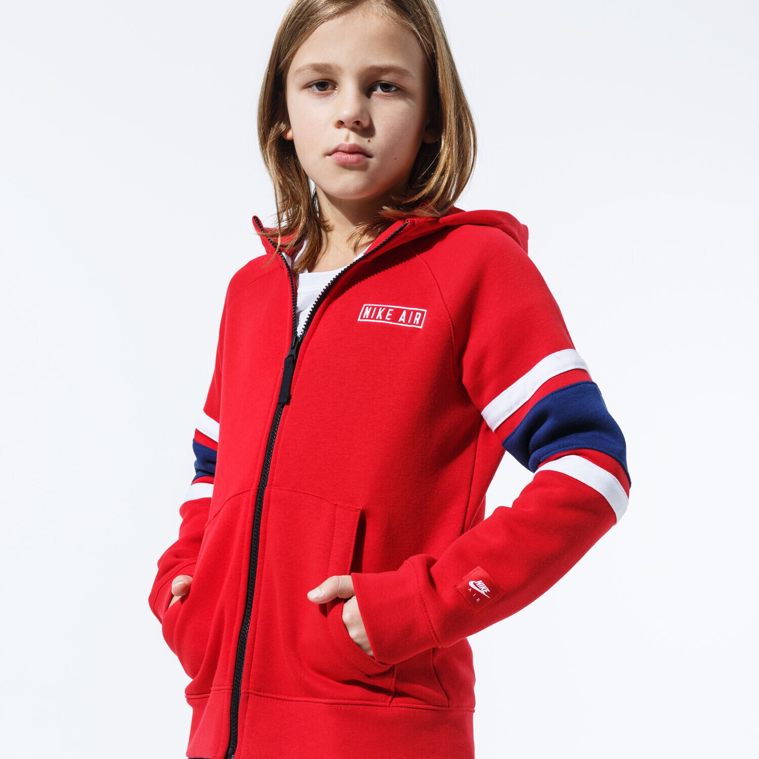 dětská mikina NIKE MIKINA ROZEPÍNACÍ S KAPUCÍ   B NK AIR HOODIE FZ BV3590-657 ČERVENÁ