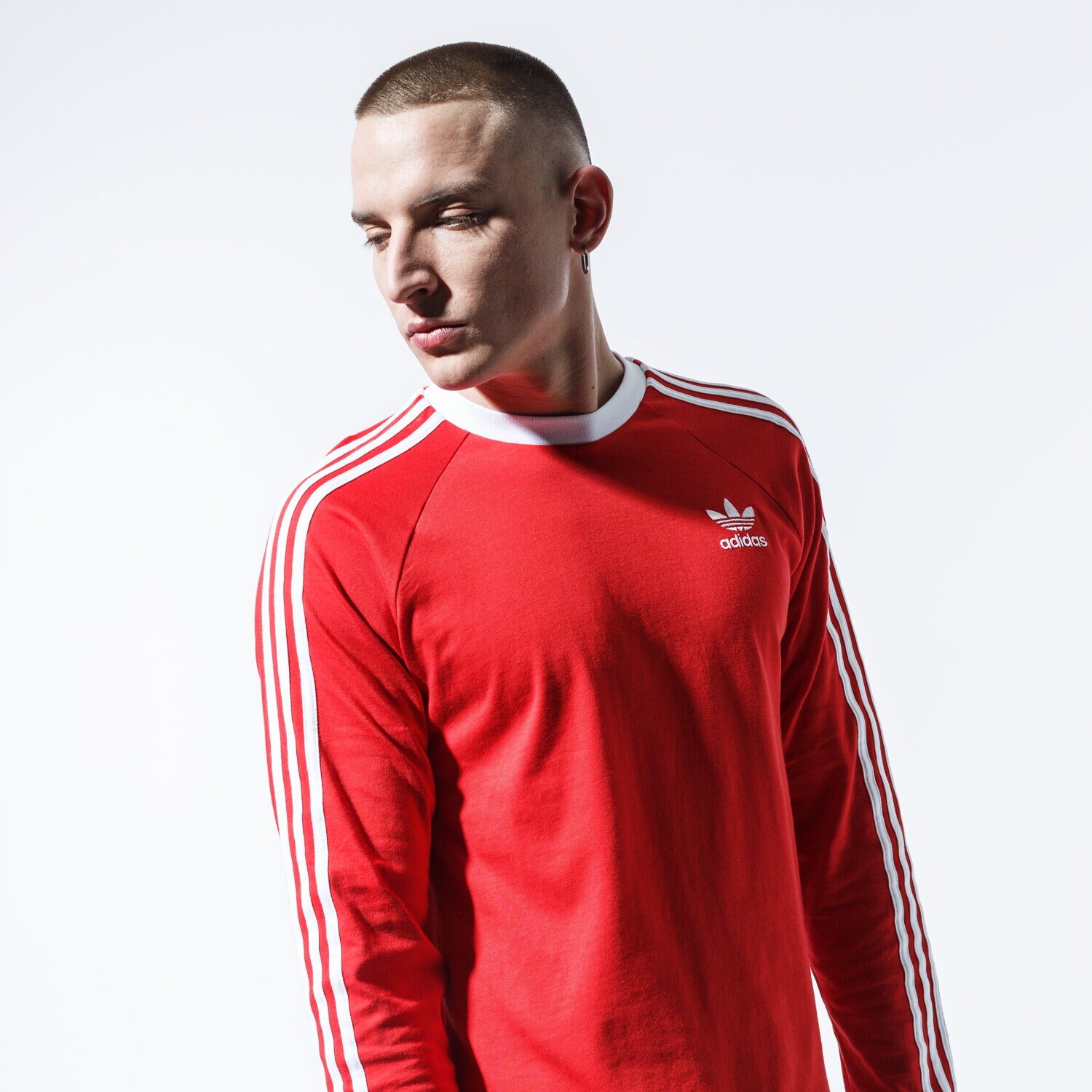 pánské tričko ADIDAS TRIČKO 3-STRIPES LS T FM3776 ČERVENÁ