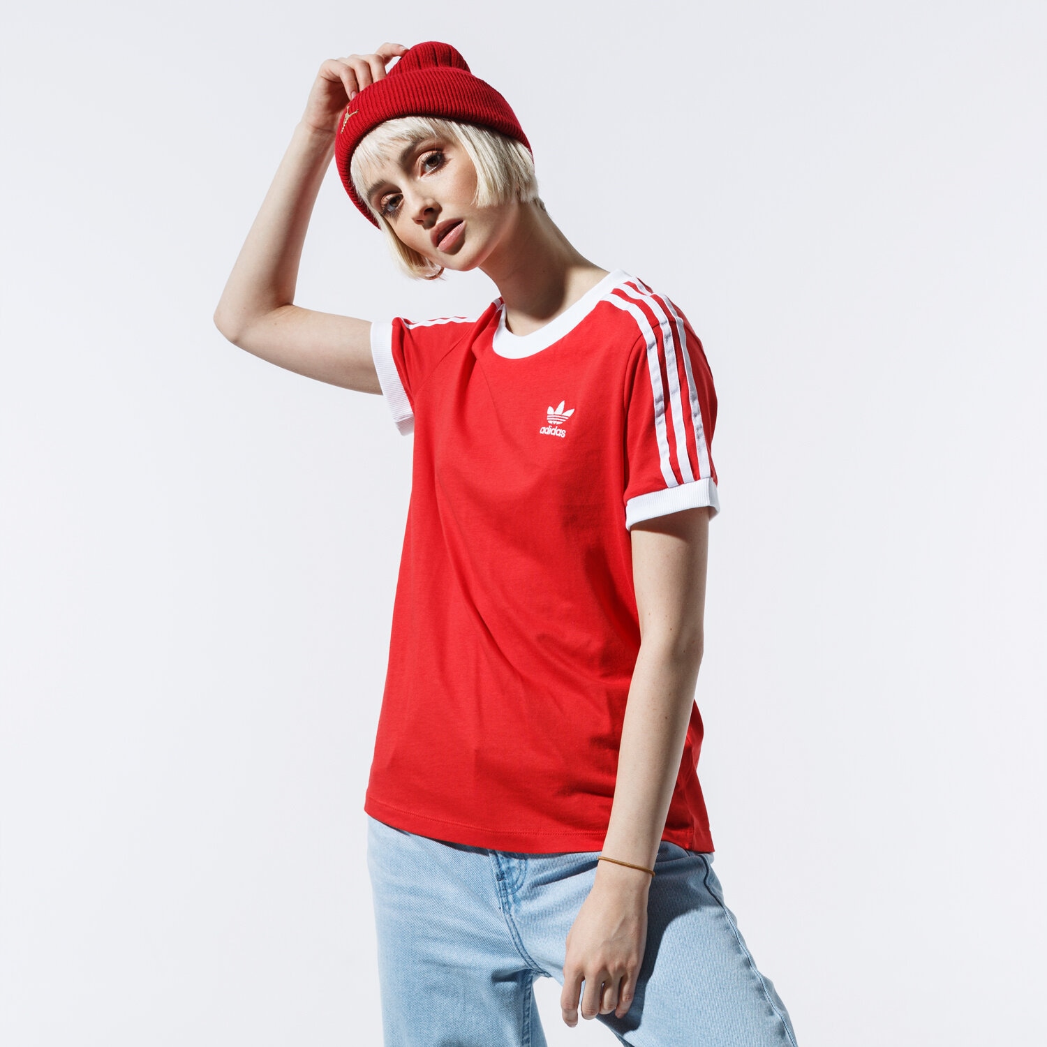 dámské tričko ADIDAS TRIČKO 3 STR TEE FM3318 ČERVENÁ