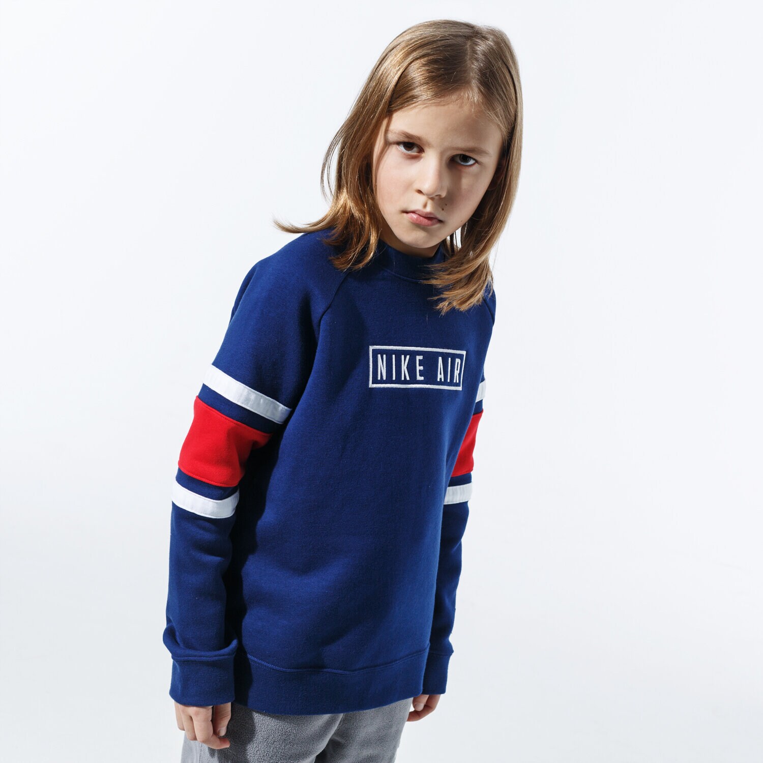 dětská mikina NIKE MIKINA B NK AIR LS CREW BV3591-492 TMAVOMODRÁ
