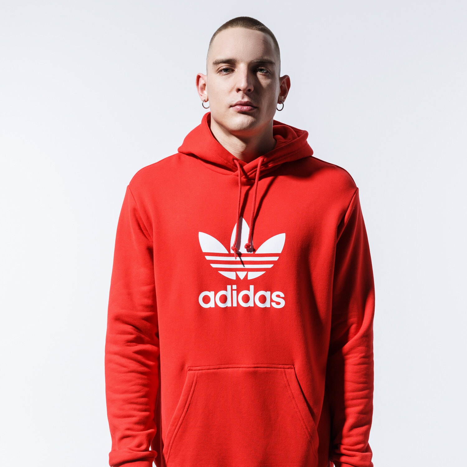 pánská mikina ADIDAS MIKINA S KAPUCÍ TREFOIL HOODIE FM3783 ČERVENÁ