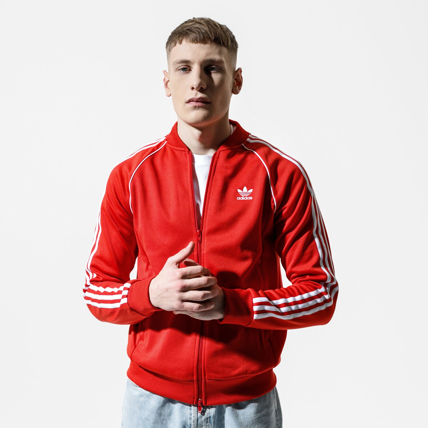 pánská mikina ADIDAS MIKINA ROZEPÍNACÍ SST TT FM3809 ČERVENÁ