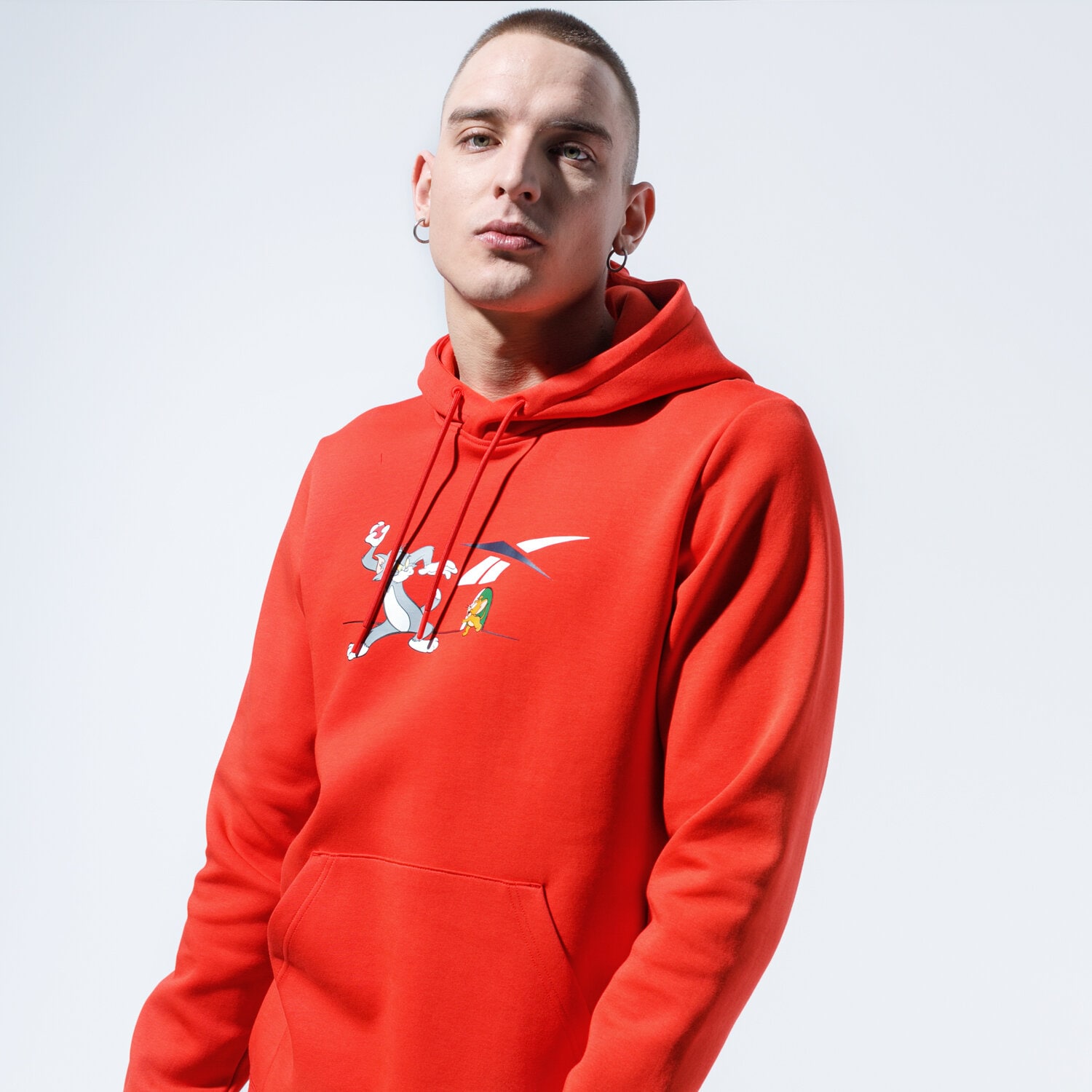 pánská mikina REEBOK MIKINA S KAPUCÍ TJ HOODY 4 GK9163 ČERVENÁ