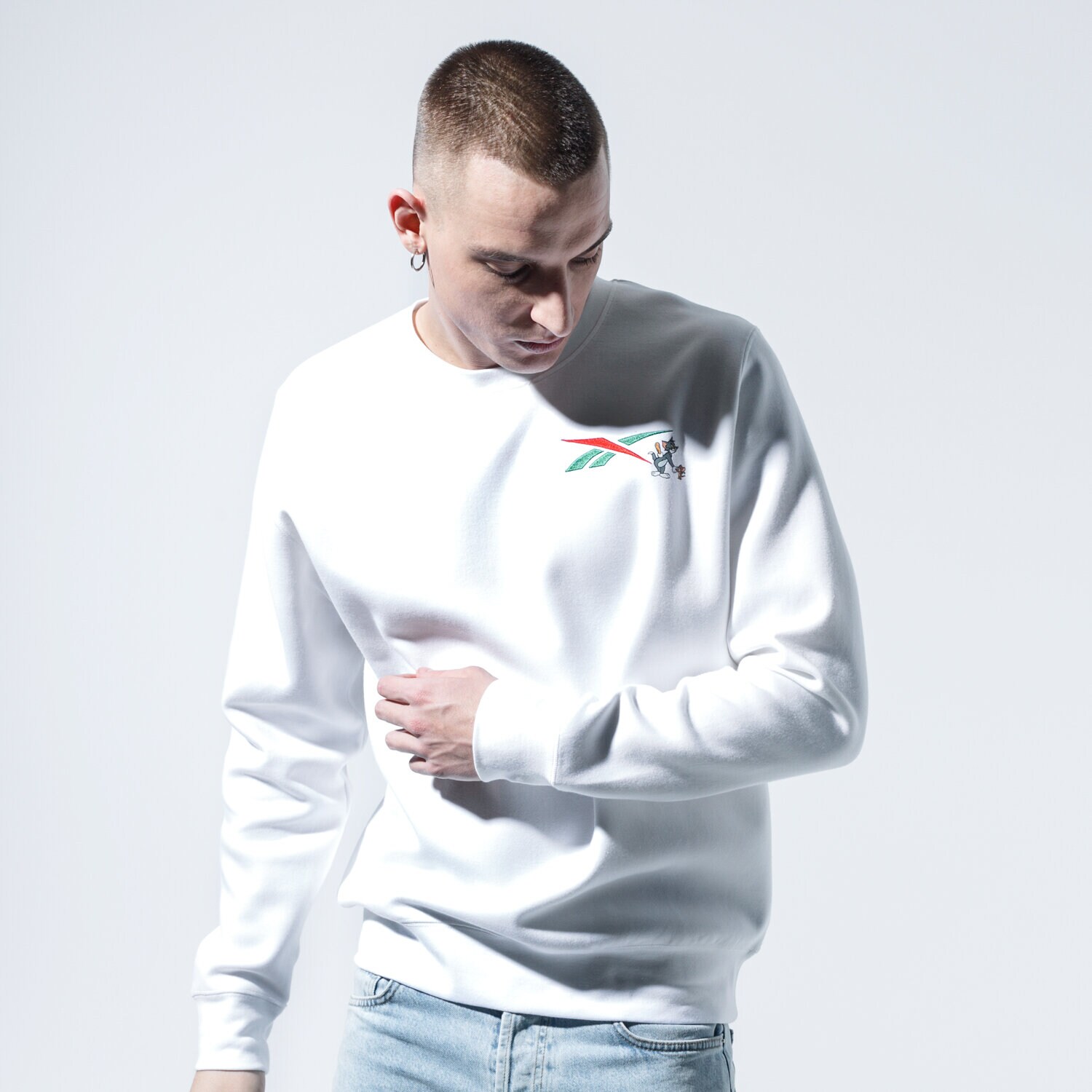 pánská mikina REEBOK MIKINA TJ CREW 2 GK9161 BÍLÁ