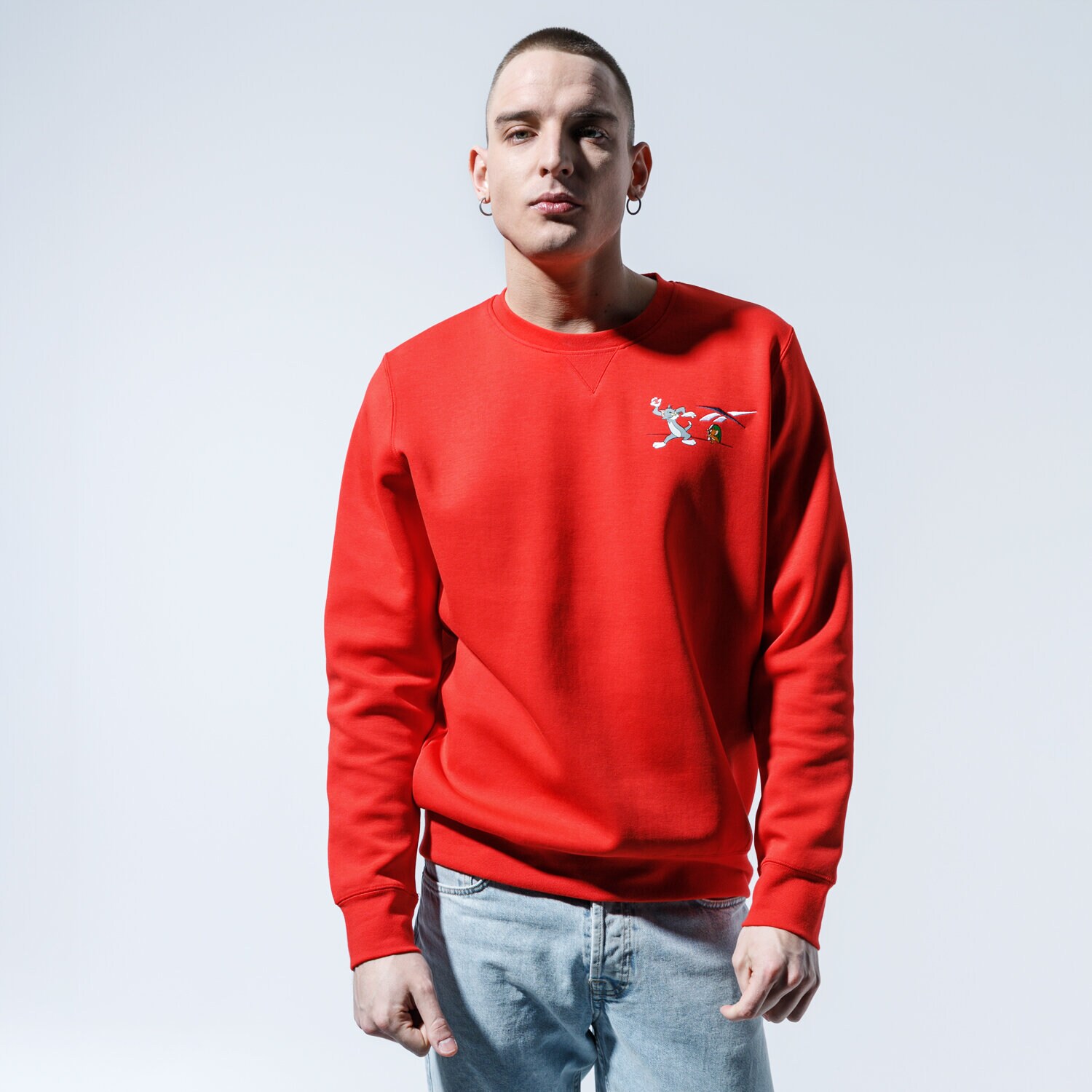 pánská mikina REEBOK MIKINA TJ CREW 3 GK9157 ČERVENÁ