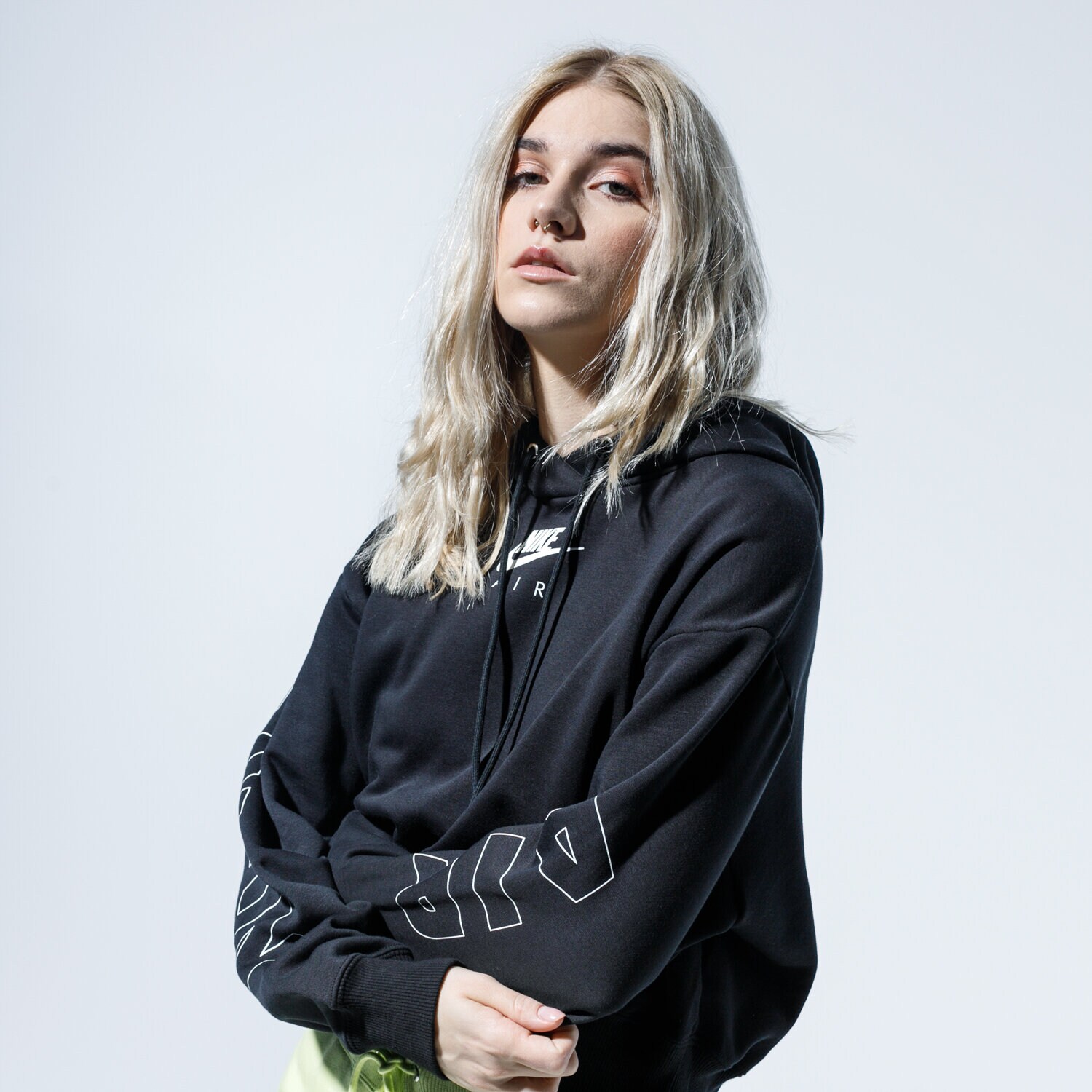 dámská mikina NIKE MIKINA S KAPUCÍ W NSW AIR HOODIE FLC BB CJ3082-010 ČERNÁ