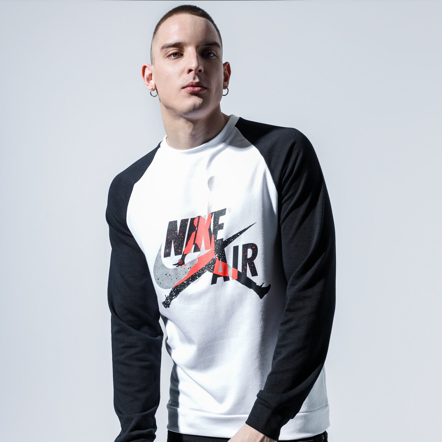 pánská mikina JORDAN MIKINA M J JUMPMAN CLSCS FLC CREW CK2848-100 BÍLÁ