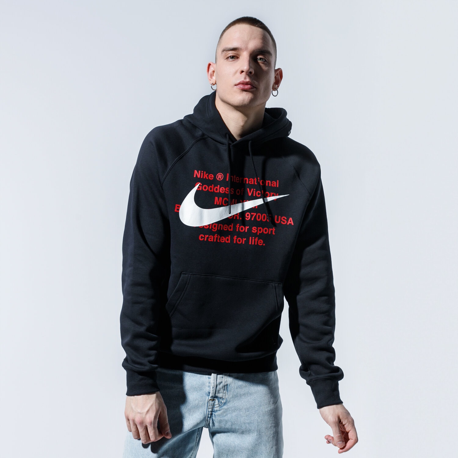 pánská mikina NIKE MIKINA S KAPUCÍ M NSW SWOOSH HOODIE PO BB CJ4861-010 ČERNÁ