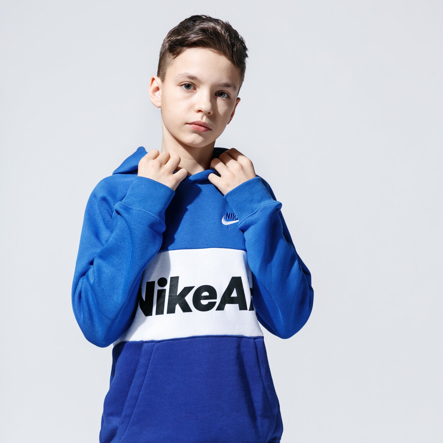dětská mikina NIKE MIKINA S KAPUCÍ AIR CJ7842-480 MODRÁ