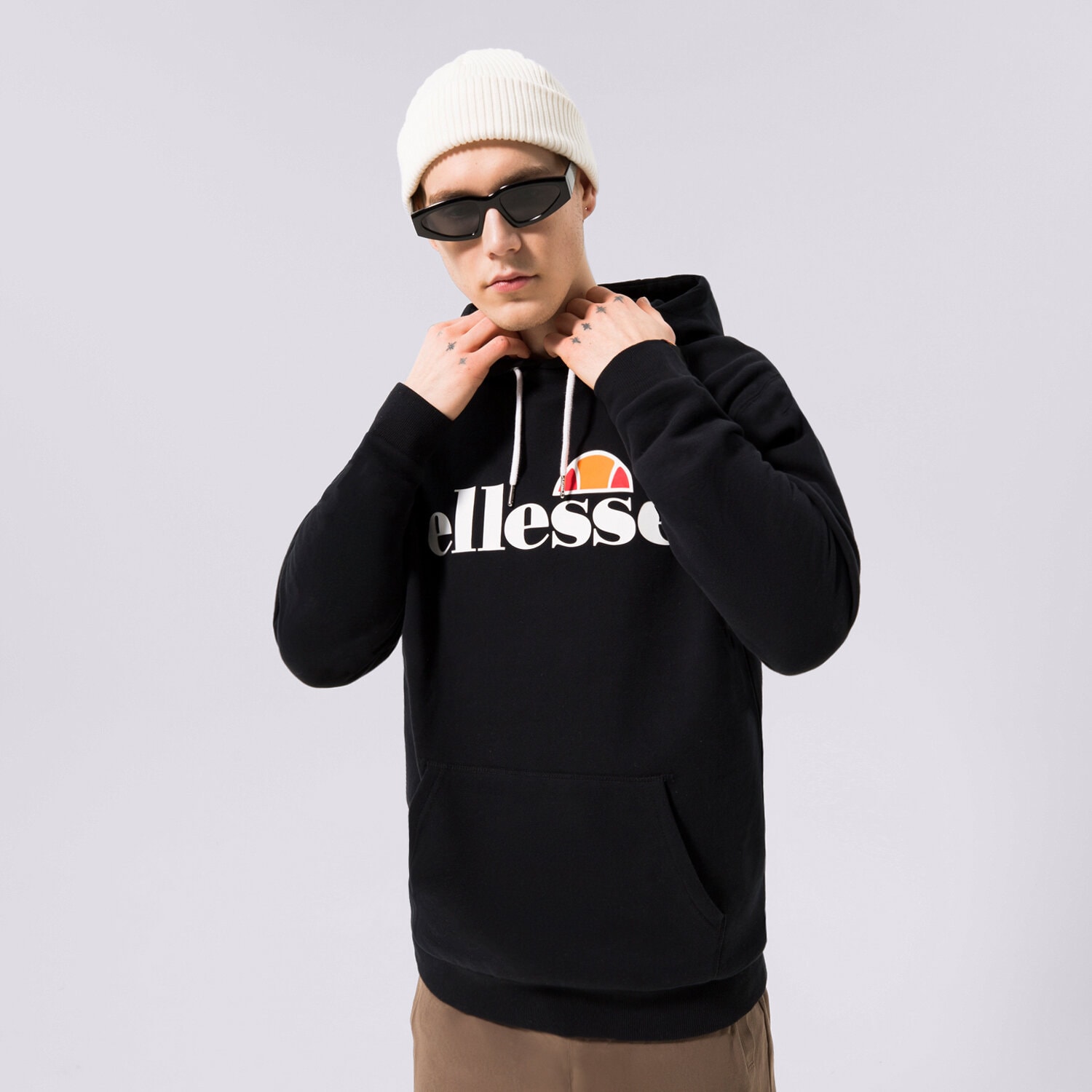 pánská mikina ELLESSE MIKINA S KAPUCÍ SL GOTTERO BLK SHC07407011 ČERNÁ