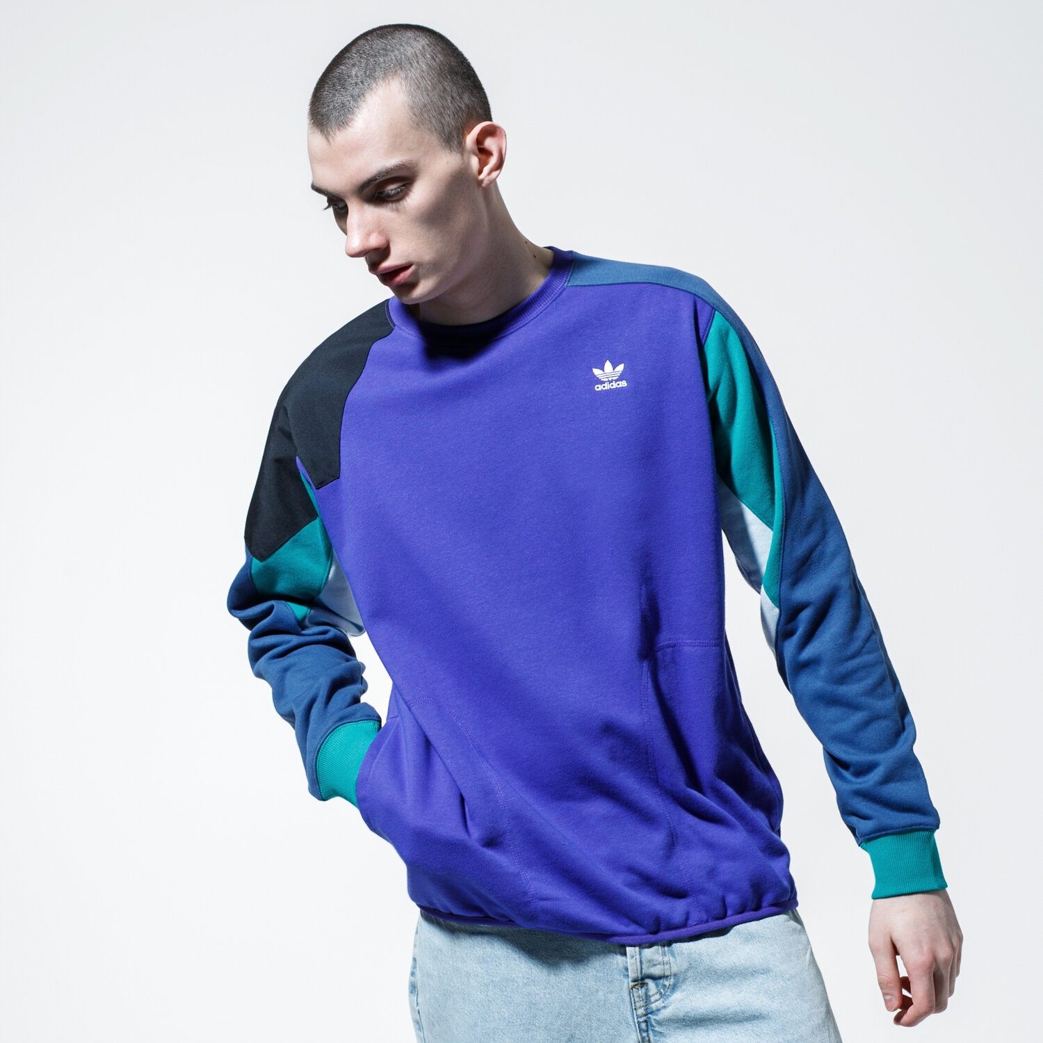 pánská mikina ADIDAS MIKINA SWEATSHIRT M FM3697 FIALOVÁ