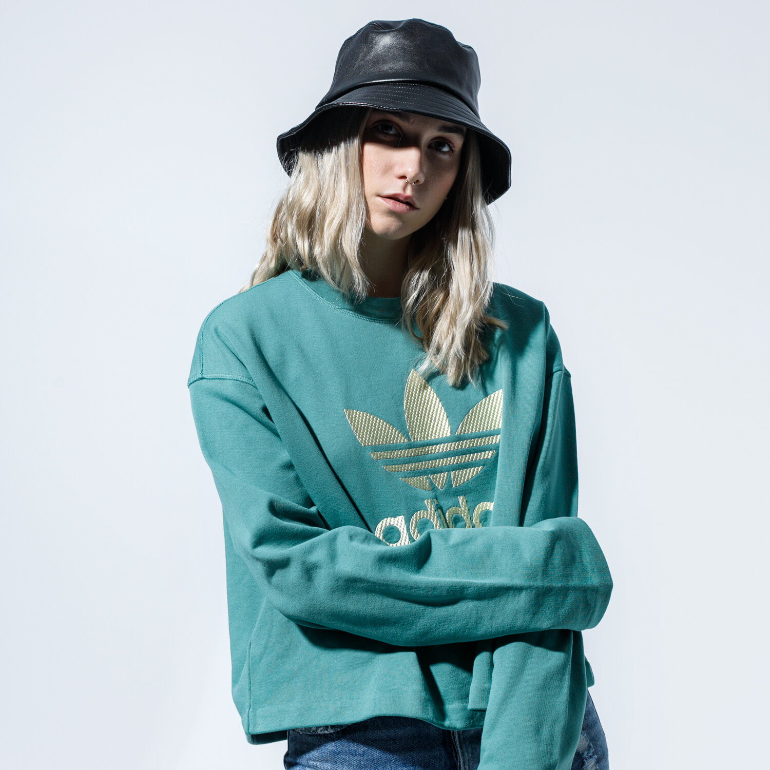 dámská mikina ADIDAS MIKINA LG CREW FM2626 ZELENÁ