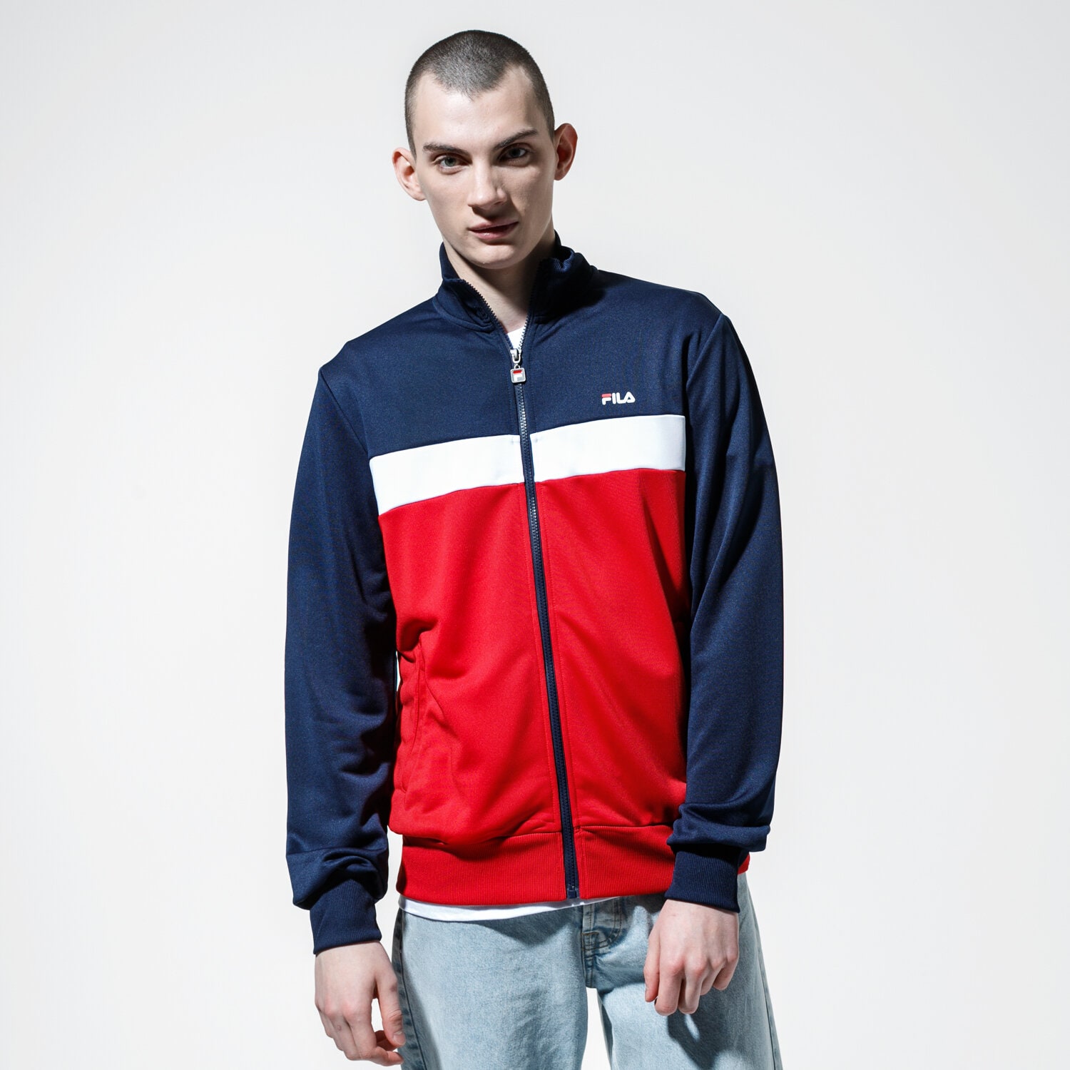 pánská mikina FILA MIKINA ROZEPÍNACÍ SANGA TRACK JACKET 687476G06 TMAVOMODRÁ