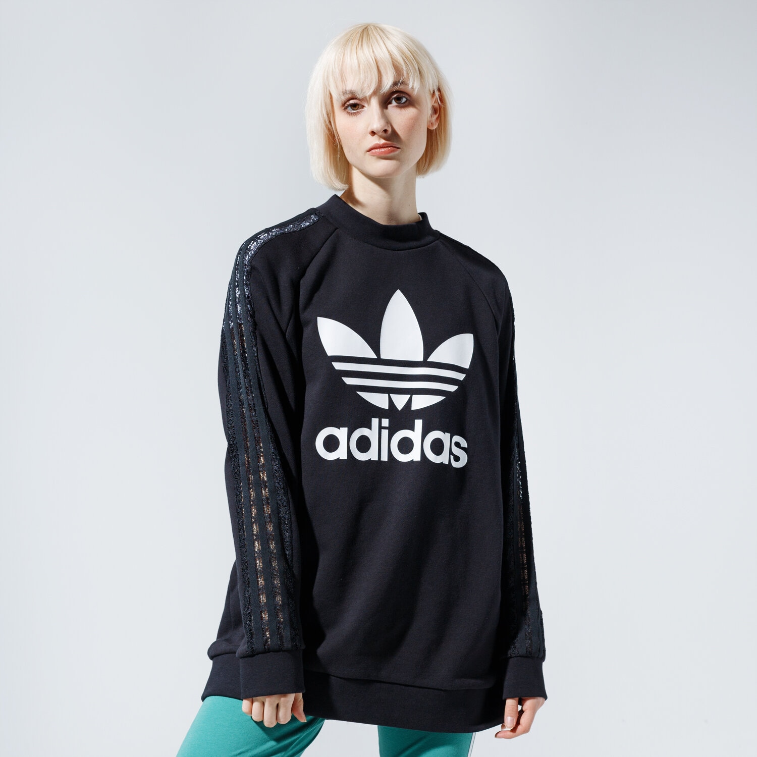 dámská mikina ADIDAS MIKINA LACE SWEATSHIRT FM1752 ČERNÁ