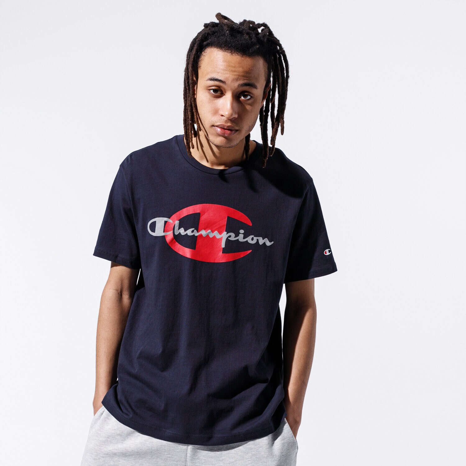 pánské tričko CHAMPION TRIČKO BIG LOGO TEE 215278BS501 TMAVOMODRÁ
