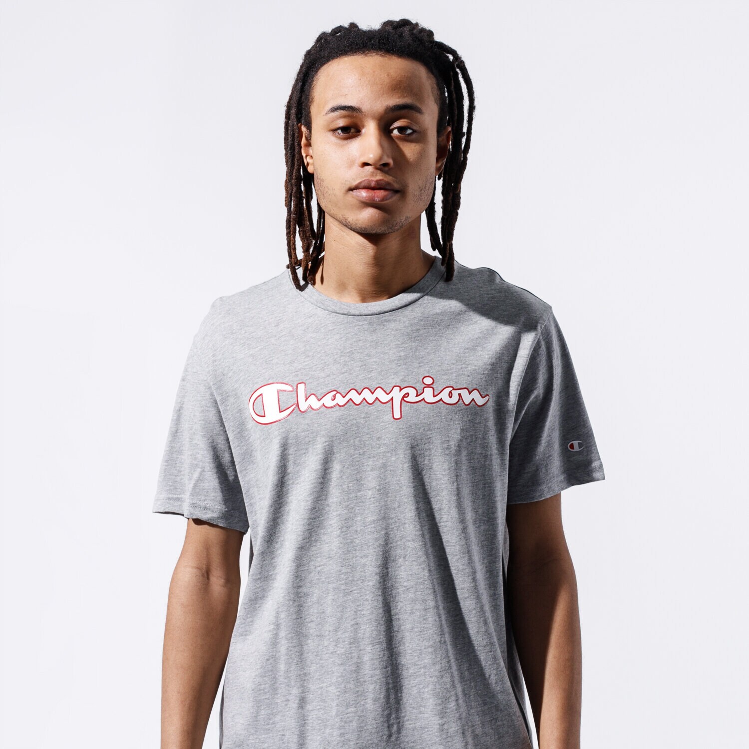 pánské tričko CHAMPION TRIČKO LOGO TEE 215280EM006 ŠEDÁ