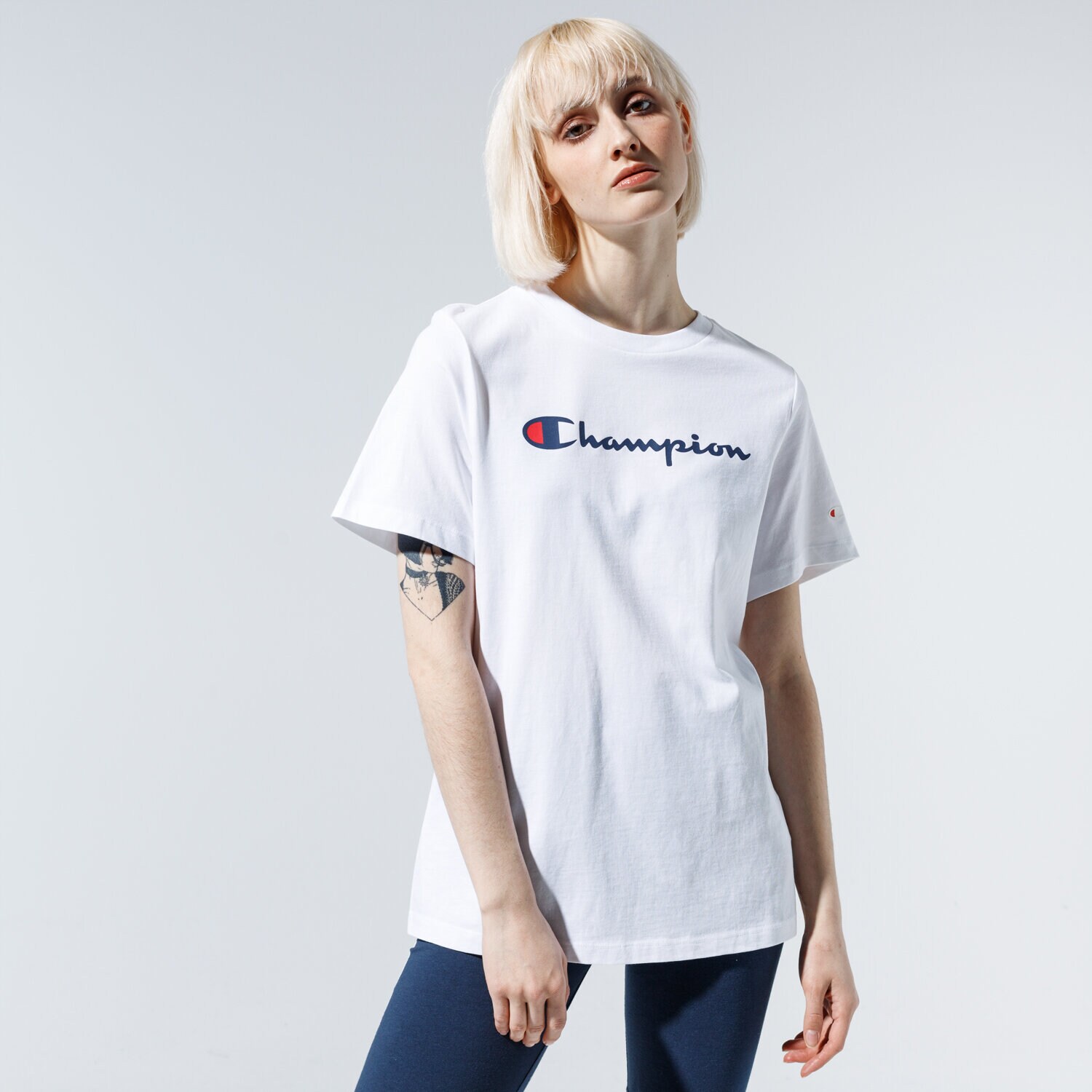 dámské tričko CHAMPION TRIČKO LADY LOGO TEE 113864WW001 BÍLÁ