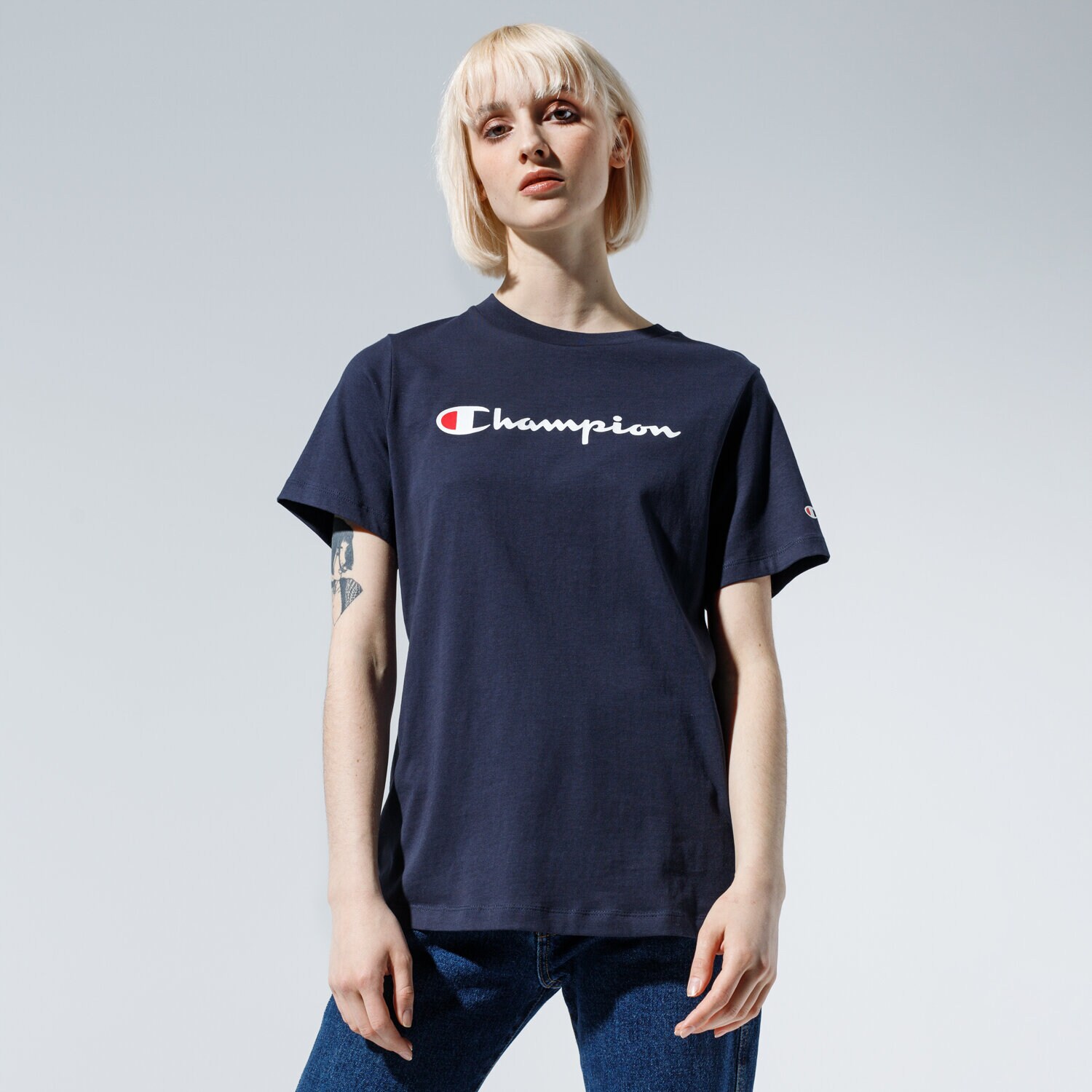 dámské tričko CHAMPION TRIČKO LADY LOGO TEE 113864BS501 TMAVOMODRÁ