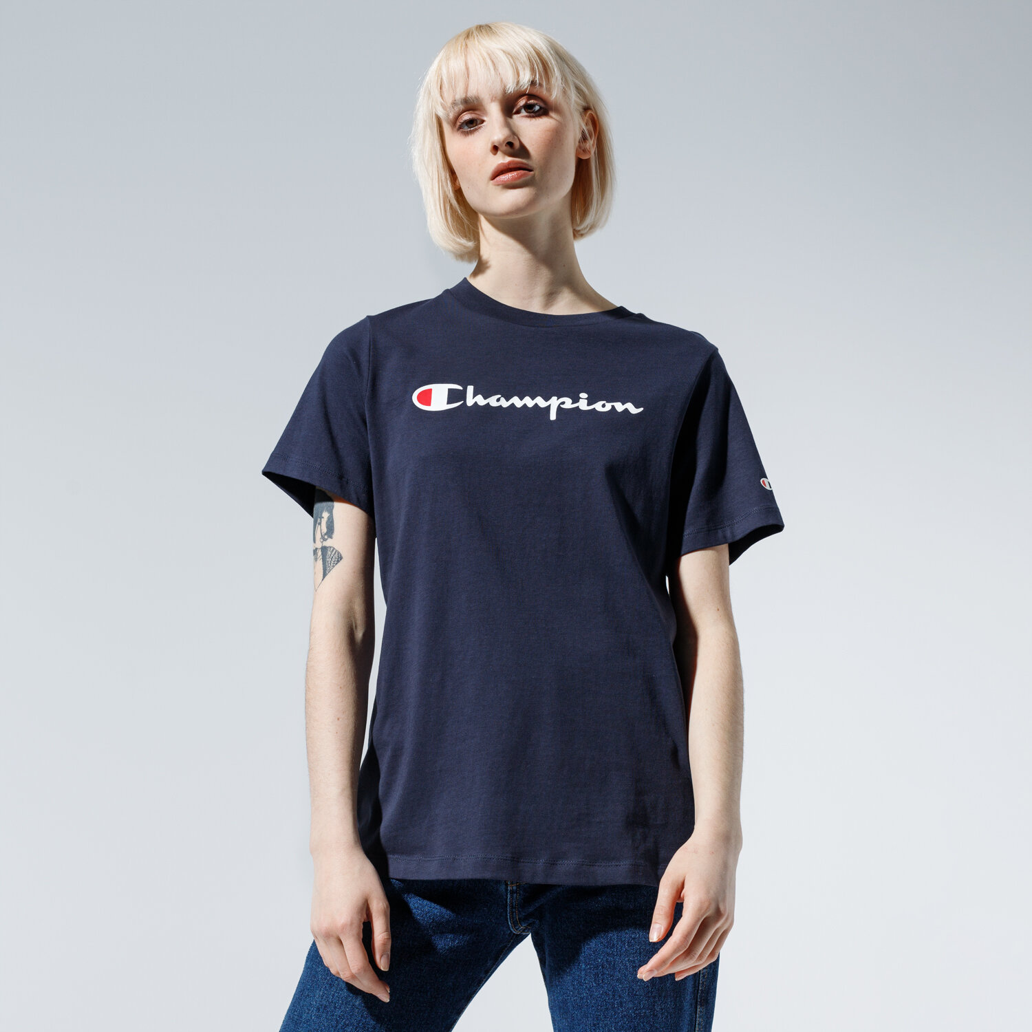 dámské tričko CHAMPION TRIČKO LADY LOGO TEE 113864BS501 TMAVOMODRÁ