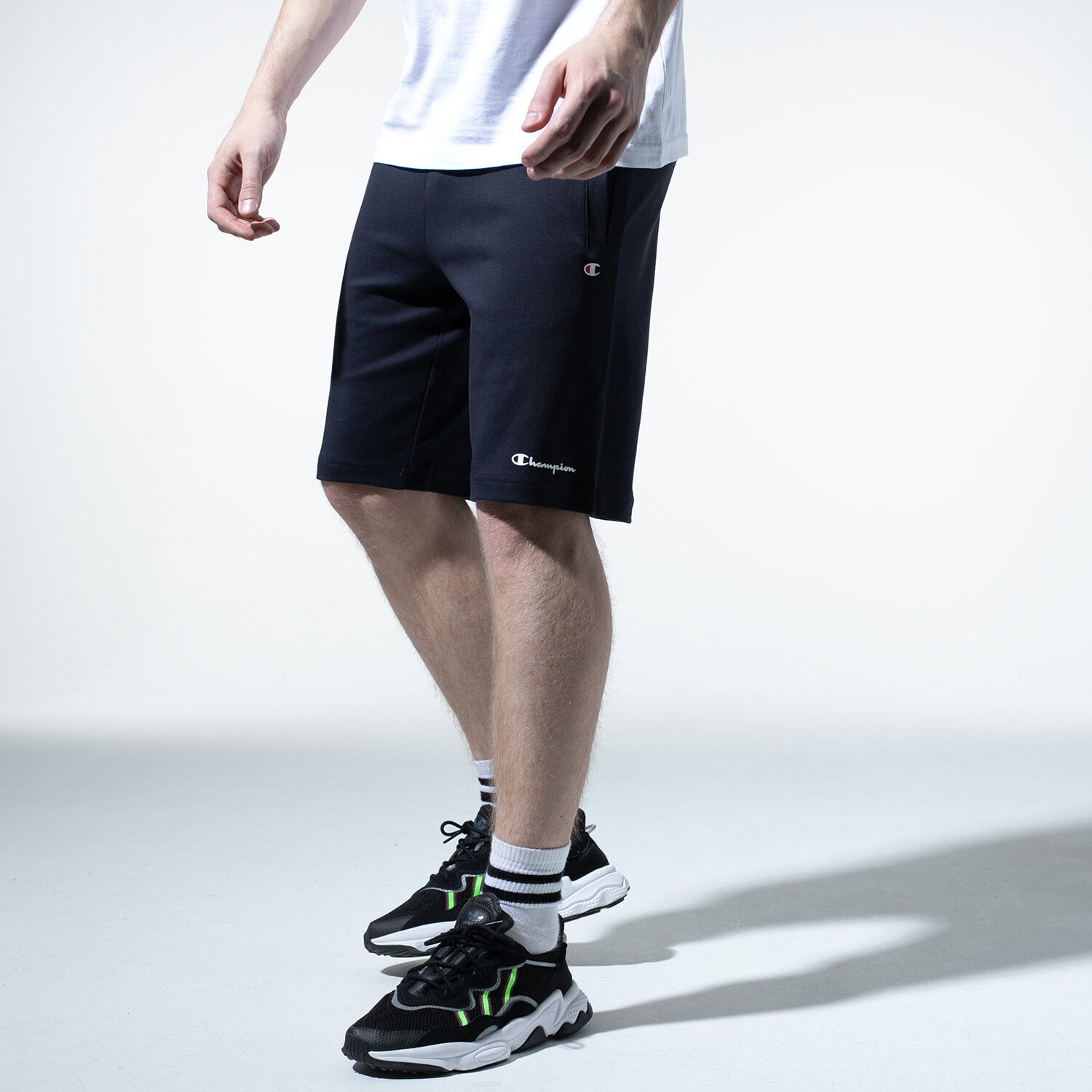 pánské kraťasy CHAMPION ŠORTKY  BASIC SHORTS 214539BS501 TMAVOMODRÁ