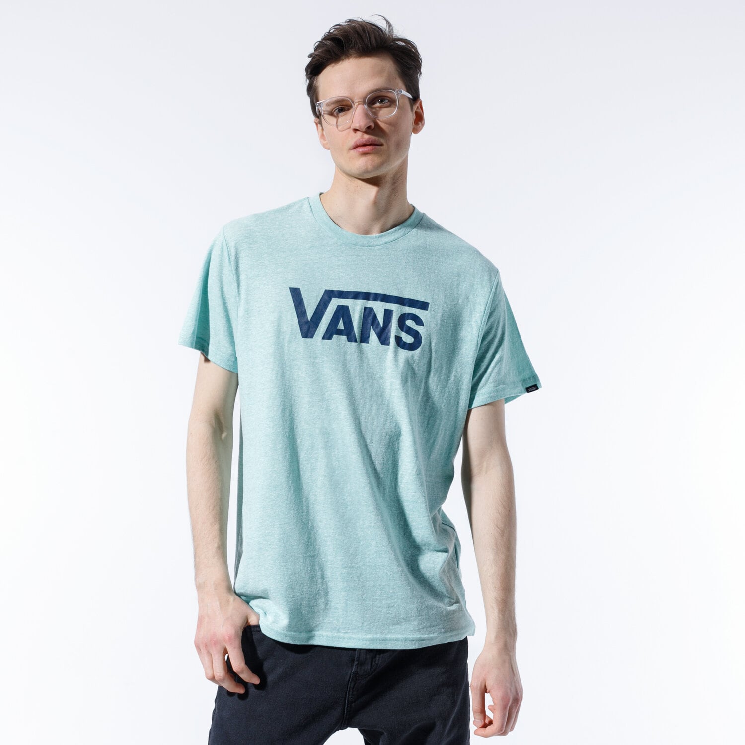 pánské tričko VANS TRIČKO VANS CLASSIC HEATHER VN0000UMYJC1 ZELENÁ
