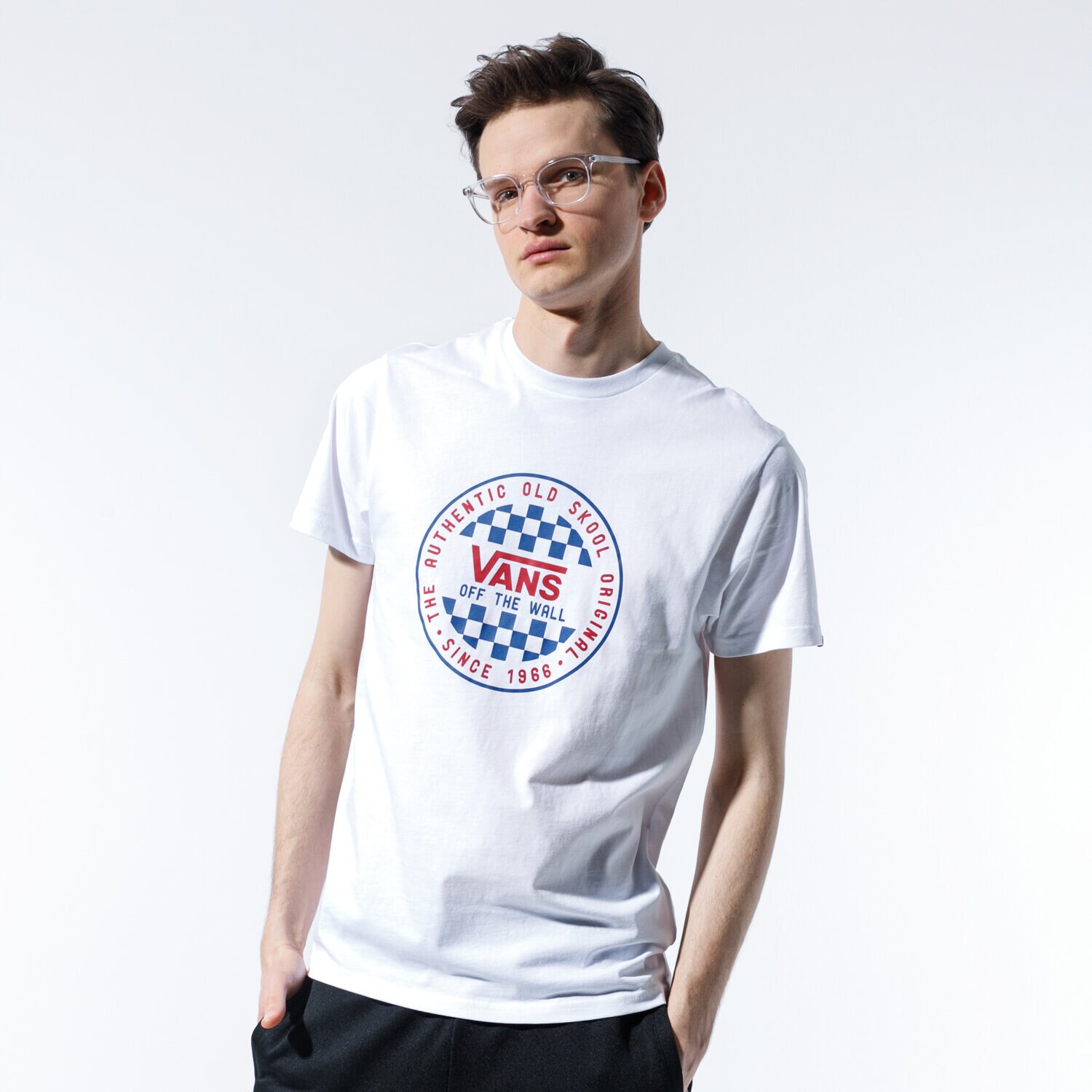 pánské tričko VANS TRIČKO OG CHECKER SS VN0A49SYWHT1 BÍLÁ