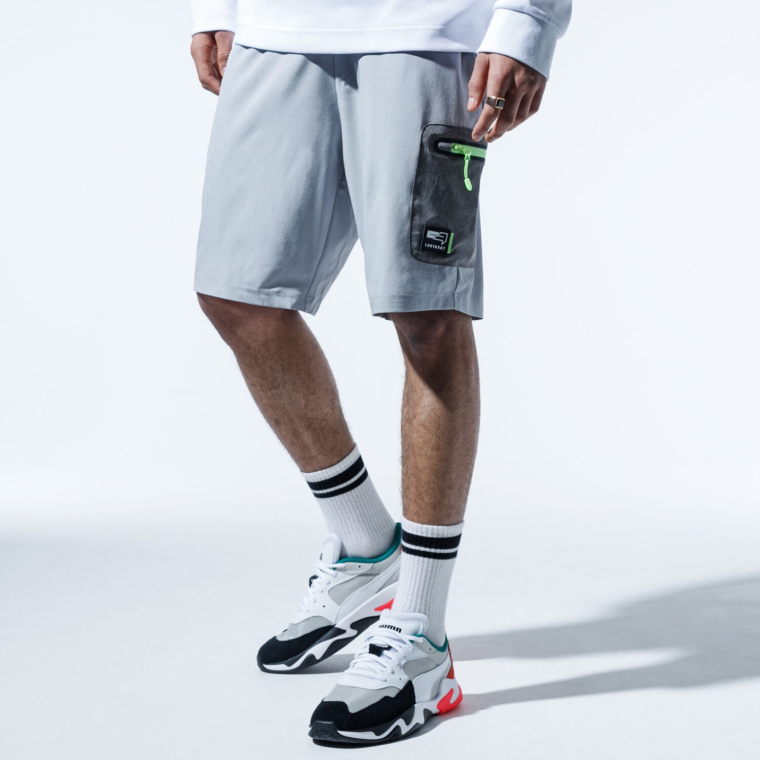 pánské kraťasy CONFRONT ŠORTKY  LONG BEACH CF120SZM35002 ŠEDÁ