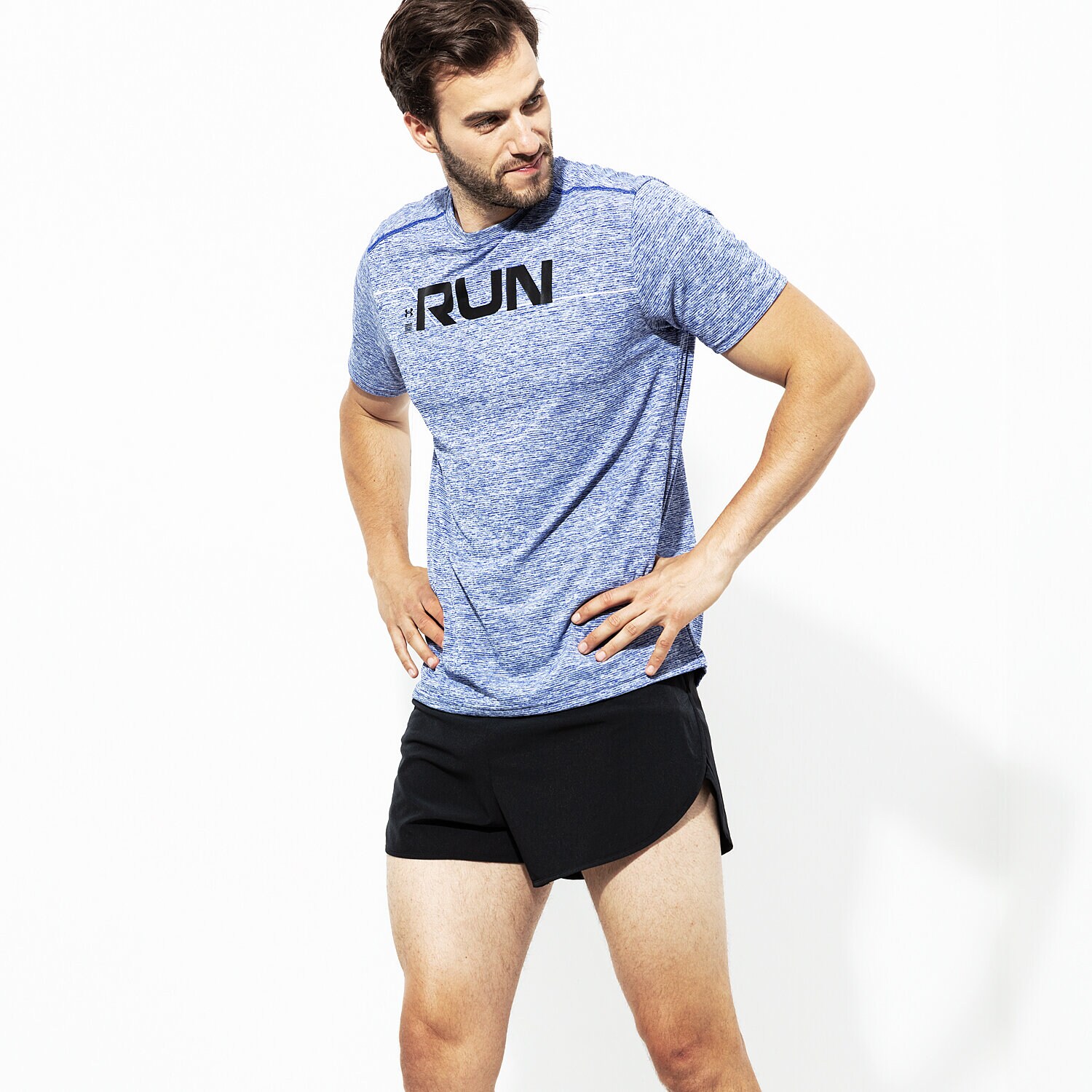 pánské tričko UNDER ARMOUR TRIČKO SS RUN FRONT GRAPHIC SS 1316844-574 MODRÁ