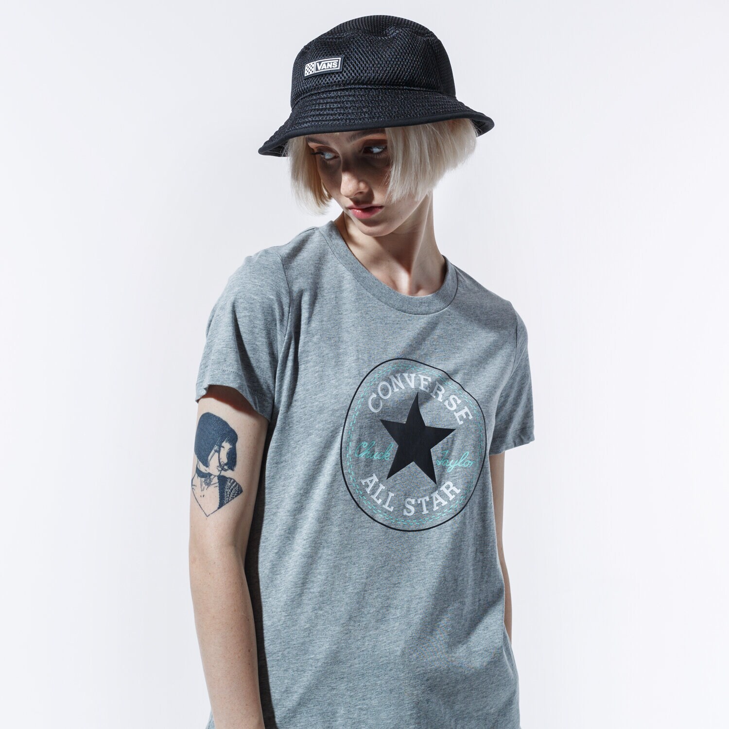 dámské tričko CONVERSE TRIČKO CHUCK PATCH NOVA TEE 10017759-A10 ŠEDÁ