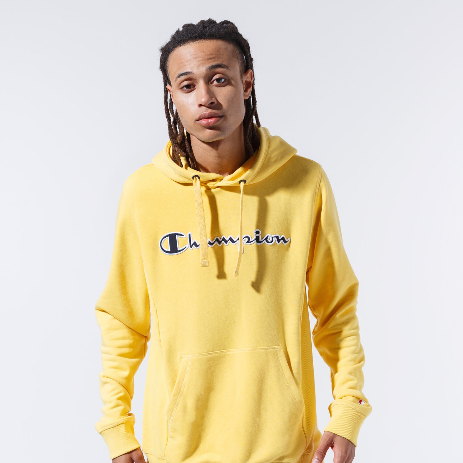 pánská mikina CHAMPION MIKINA S KAPUCÍ LOGO HOODY 215496YS001 ŽLUTÁ