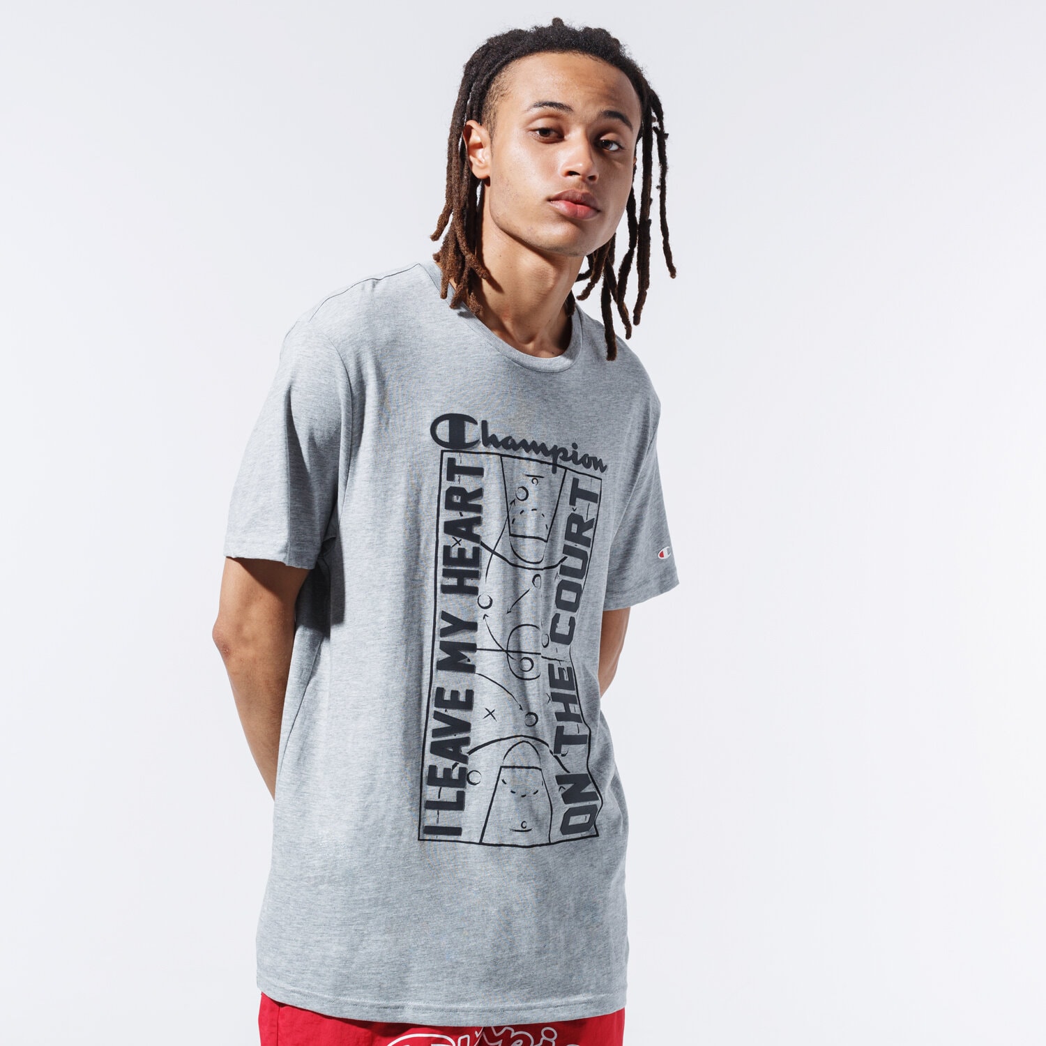 pánské tričko CHAMPION TRIČKO COURT TEE 215492EM006 ŠEDÁ