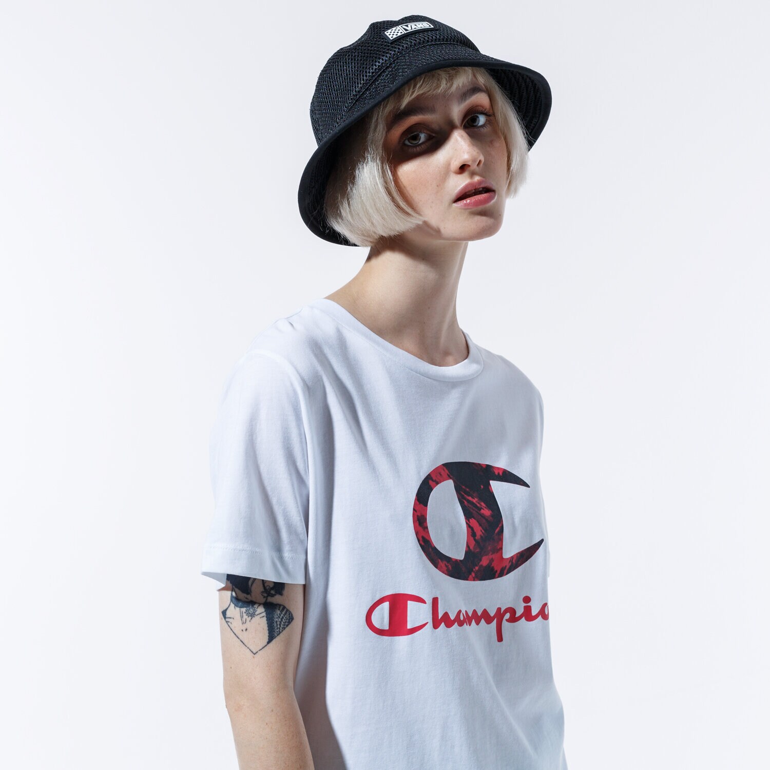 dámské tričko CHAMPION TRIČKO LADY PRINTED LOGO TEE 113699WW001 BÍLÁ