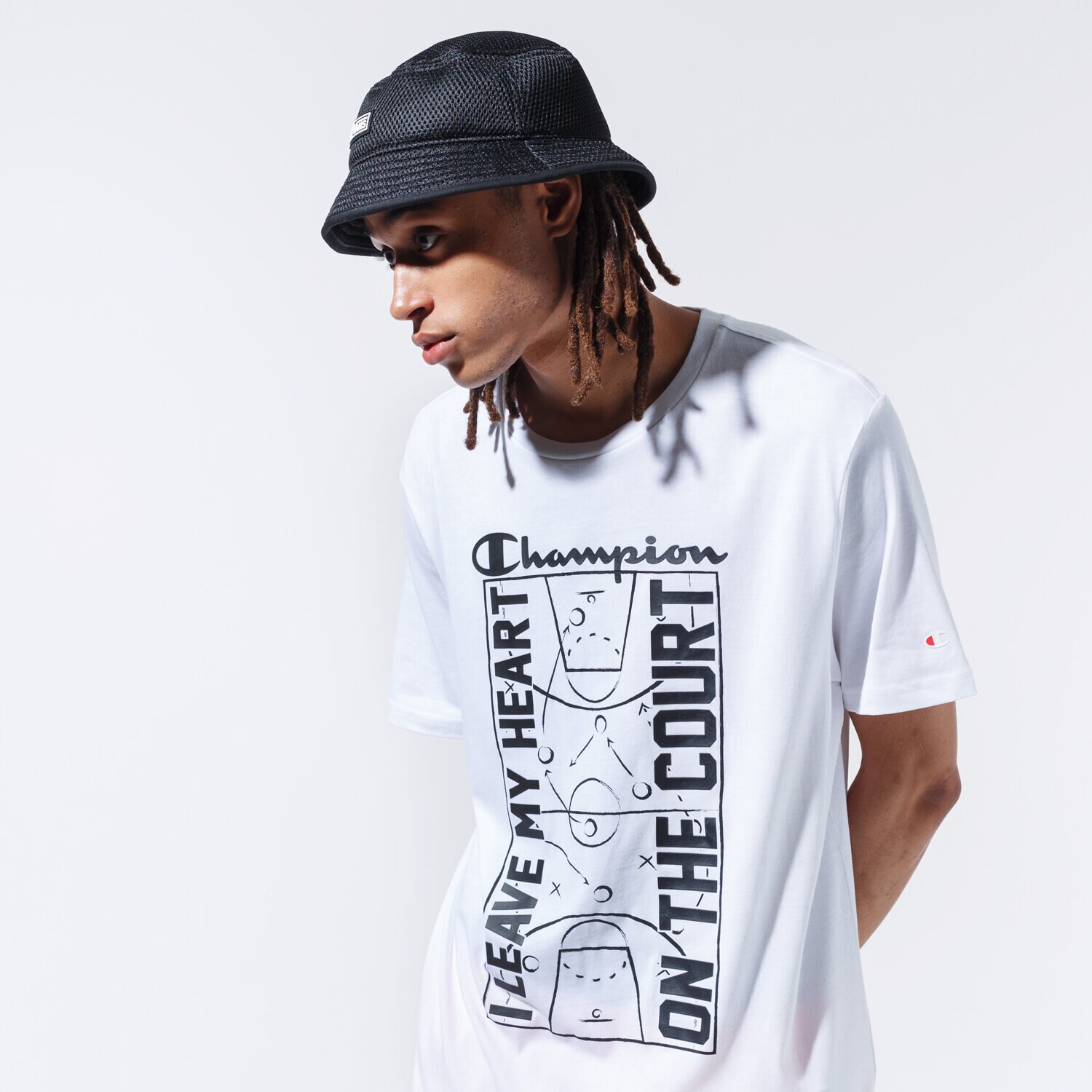 pánské tričko CHAMPION TRIČKO COURT TEE 215492WW001 BÍLÁ
