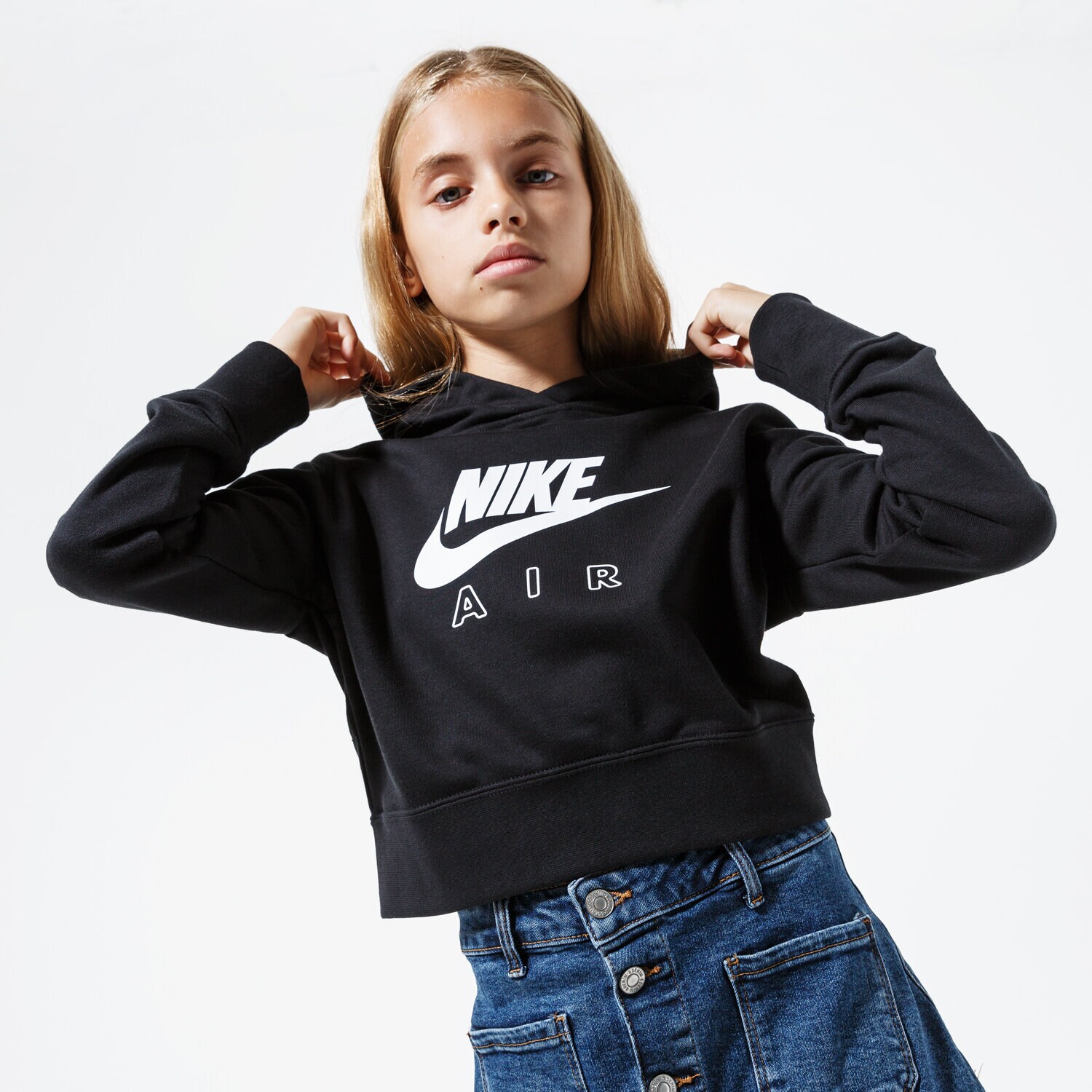 dětská mikina NIKE MIKINA S KAPUCÍ AIR CZ6234-010 ČERNÁ