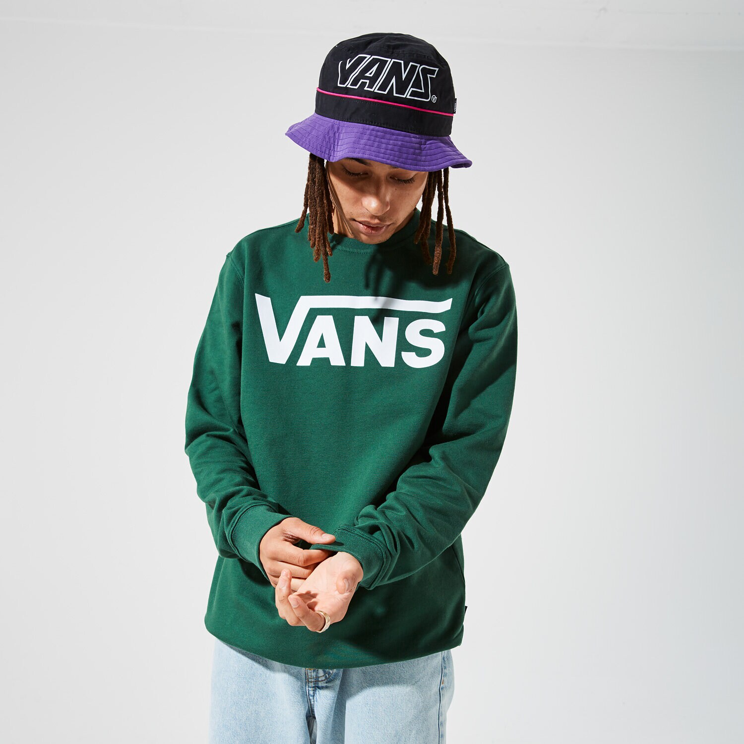 pánská mikina VANS MIKINA VANS CLASSIC CREW II VN0A456AEEI1 ZELENÁ