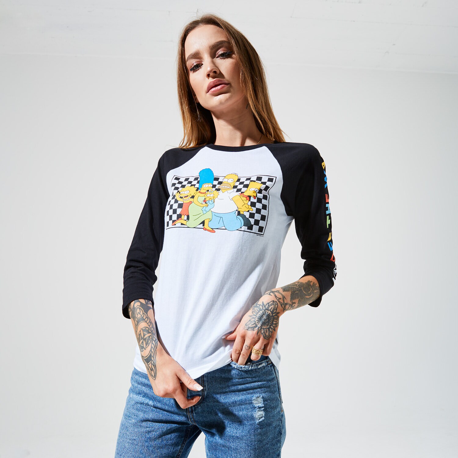 dámské tričko VANS TRIČKO VANS X THE SIMPSONS FAMILY RAGLAN VN0A4V47ZZZ BÍLÁ
