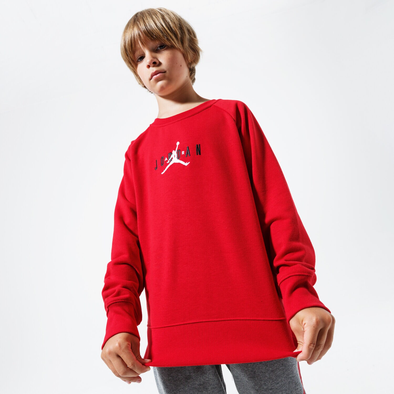 dětská mikina JORDAN MIKINA JDB JORDAN AIR CREW 956872-R78-EH ČERVENÁ