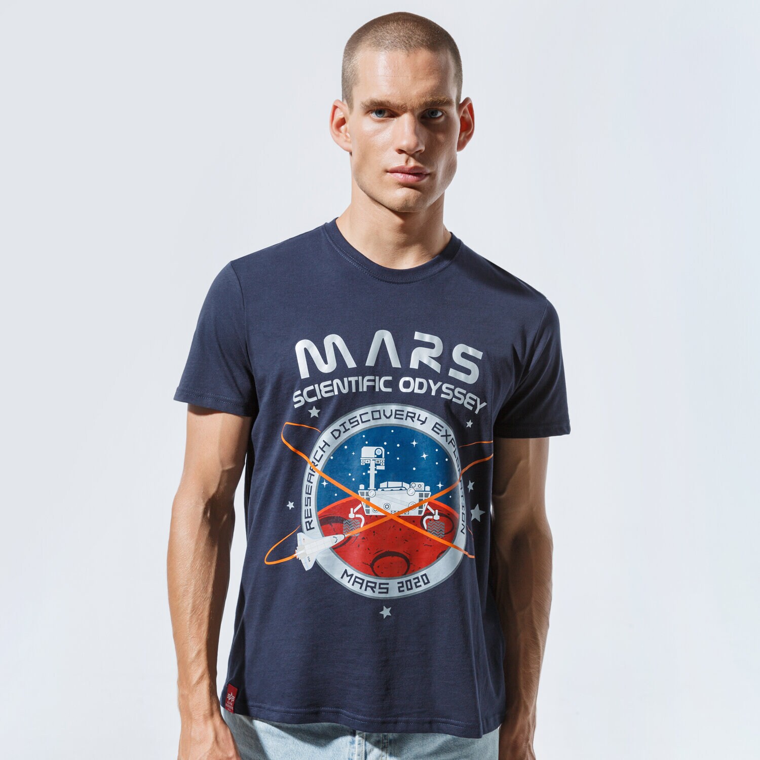 pánské tričko ALPHA INDUSTRIES TRIČKO MISSION TO MARS T 12653107 TMAVOMODRÁ