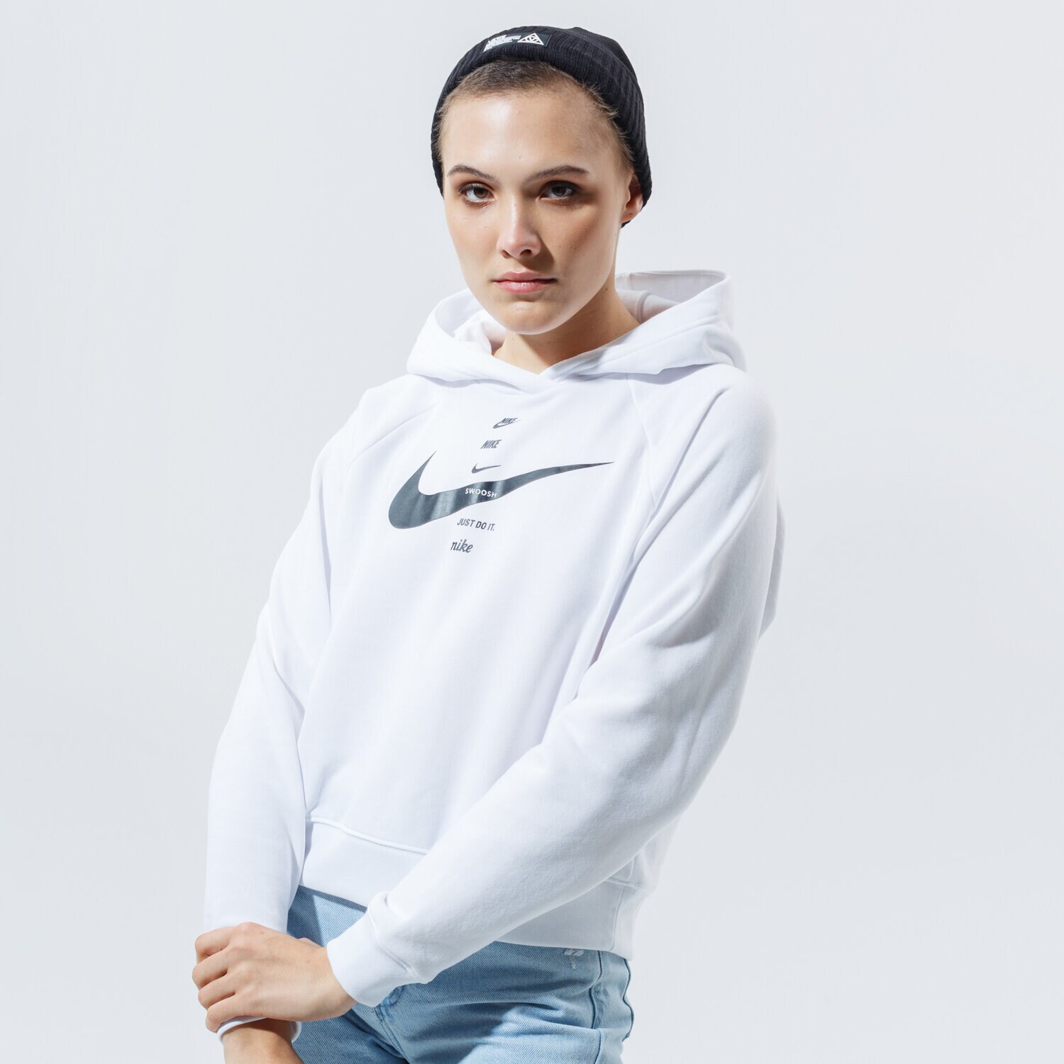 dámská mikina NIKE MIKINA S KAPUCÍ W NSW SWSH HOODIE FLC BB CU5676-101 BÍLÁ