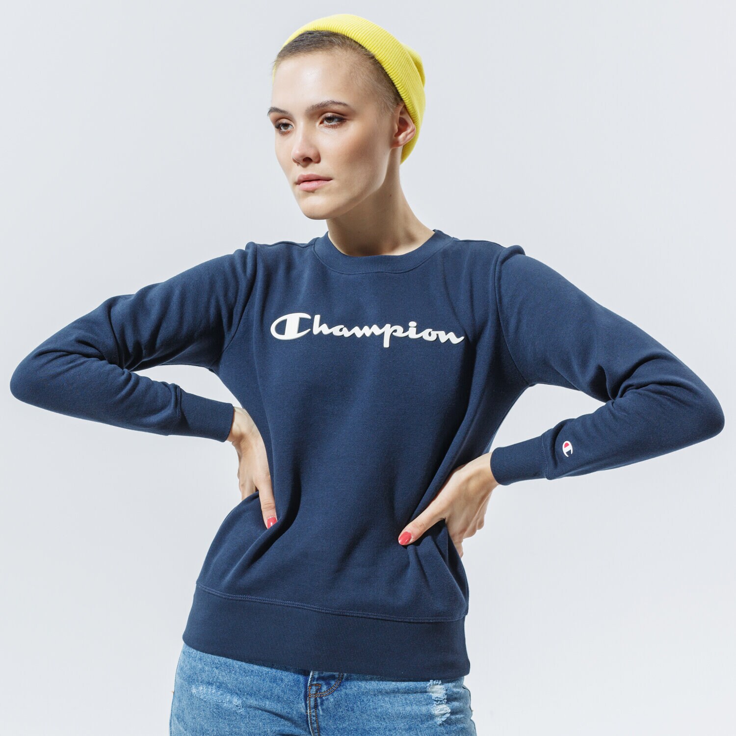 dámská mikina CHAMPION MIKINA CREWNECK SWEATSHIRT 113210BS501 TMAVOMODRÁ