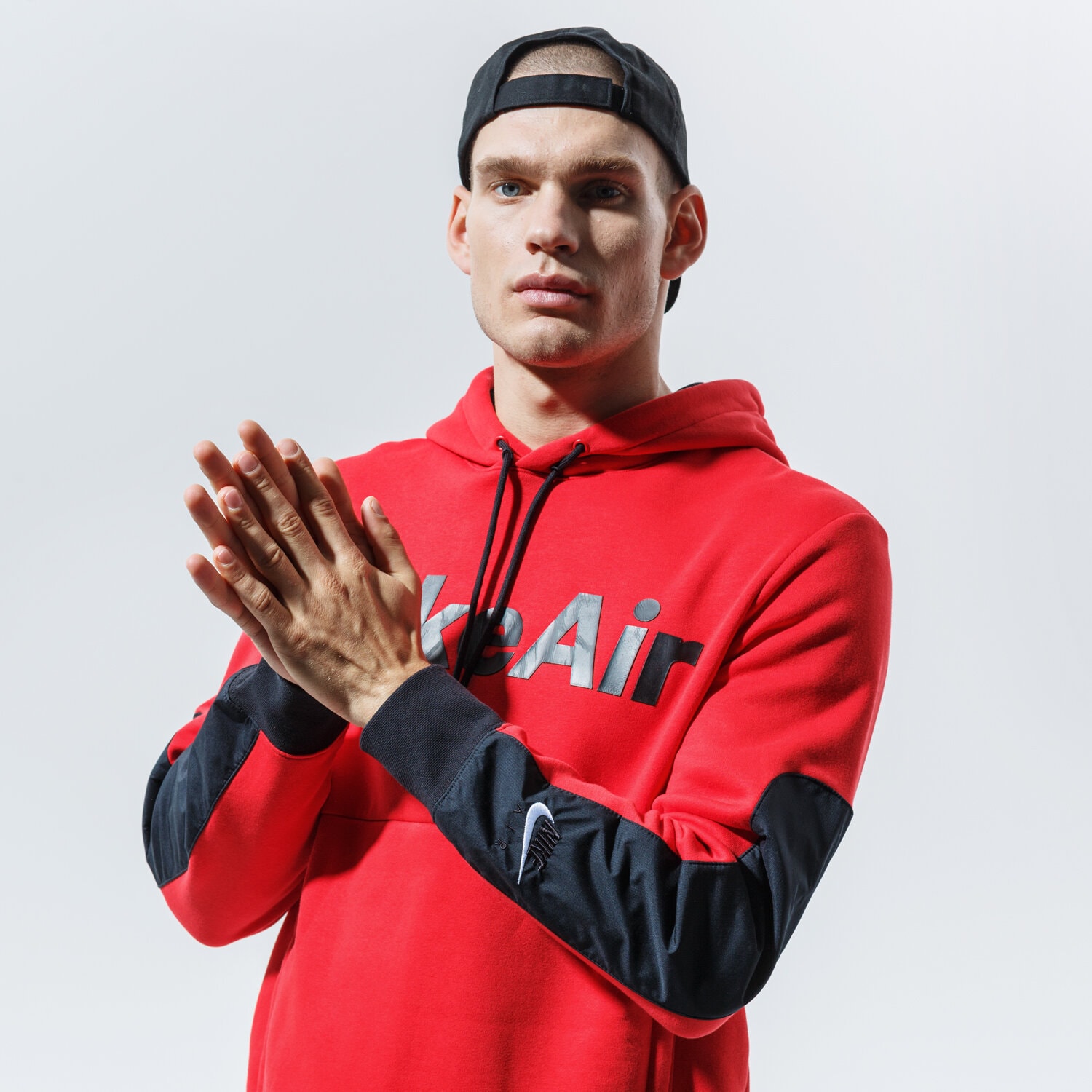 pánská mikina NIKE MIKINA S KAPUCÍ M NSW NIKE AIR HOODIE PO FLC CU4139-657 ČERVENÁ
