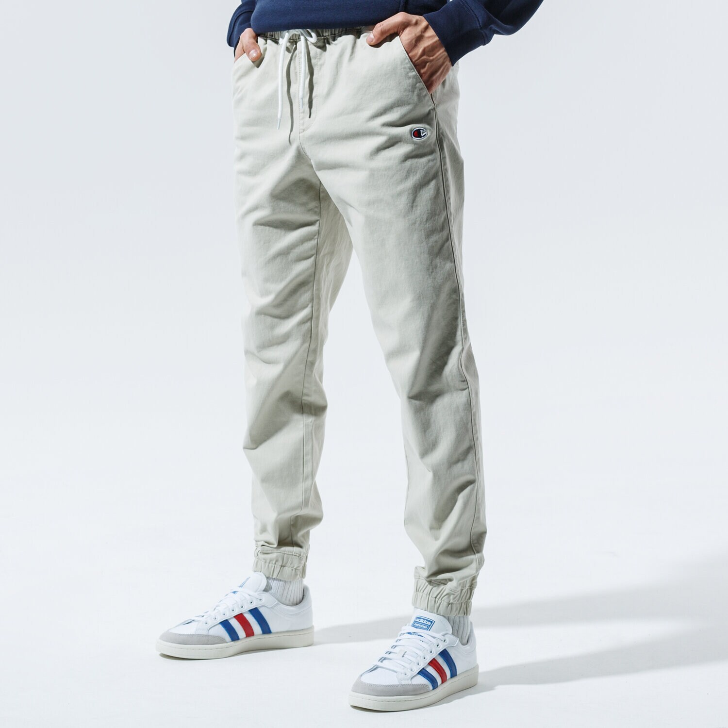 pánské kalhoty CHAMPION KALHOTY  ELASTIC CUFF PANTS 215193MS022 BÉŽOVÁ