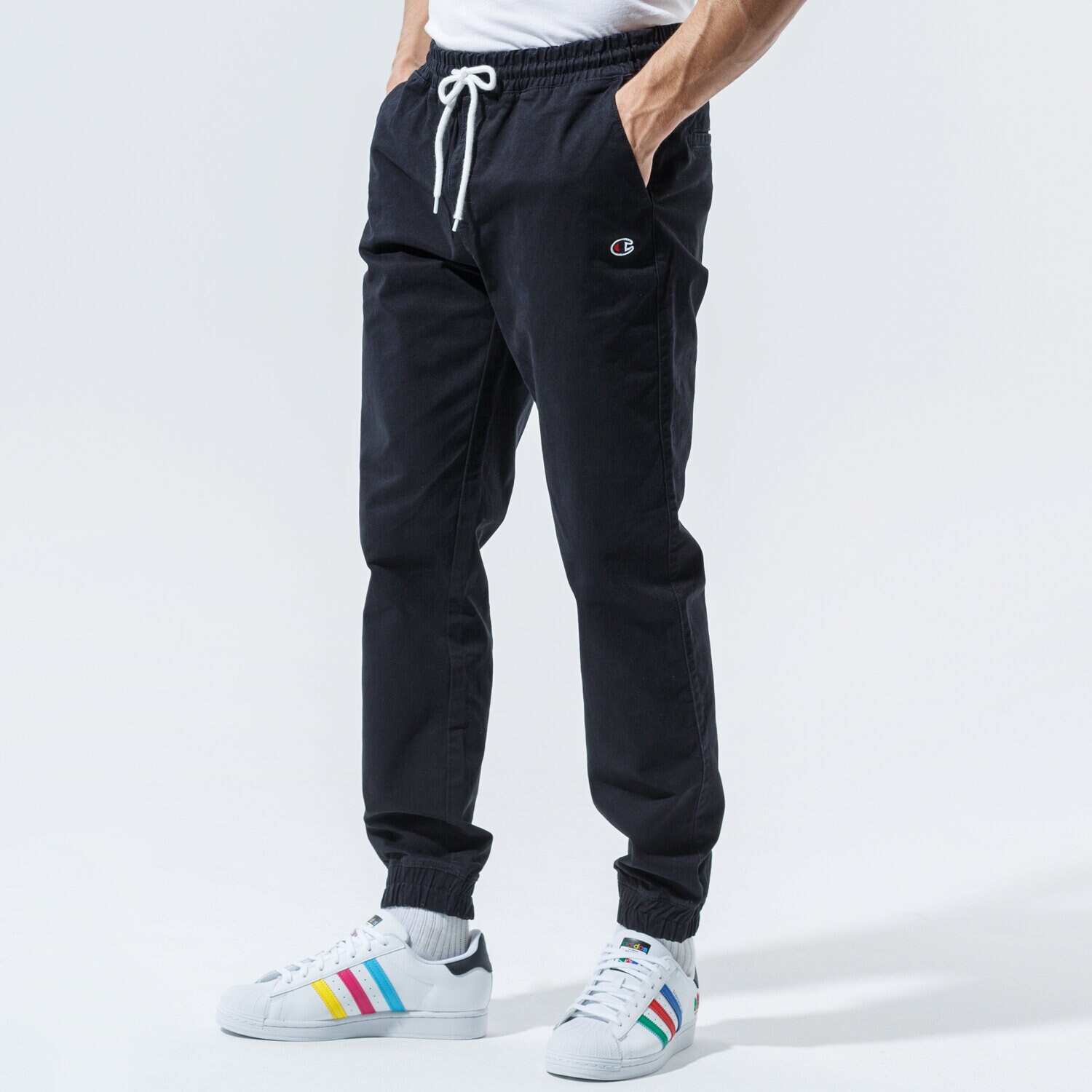 pánské kalhoty CHAMPION KALHOTY  ELASTIC CUFF PANTS 215193KK001 ČERNÁ